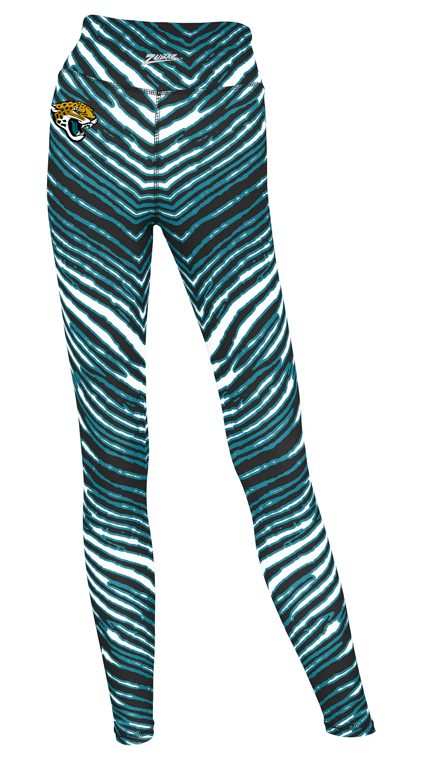 Zubaz NFL Women's 2 Pack Zebra 2 Color And Marble Leggings with Pimary Logo, Jacksonville Jaguars - Image 5