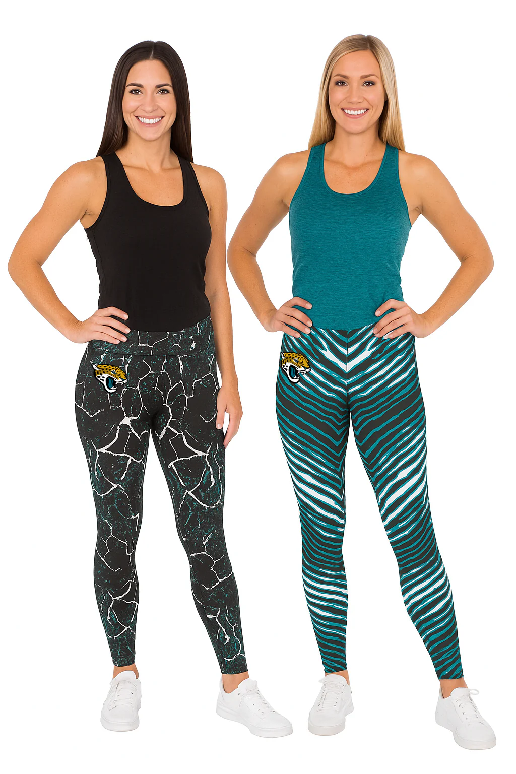 Zubaz NFL Women's 2 Pack Zebra 2 Color And Marble Leggings with Pimary Logo, Jacksonville Jaguars - Image 8