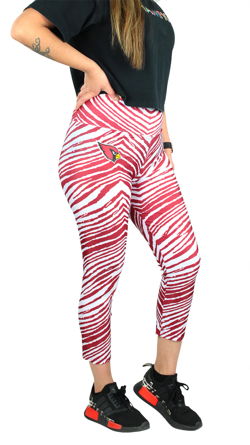 Zubaz NFL Women's Arizona Cardinals 2 Color Zebra Print Capri Legging - Image 3