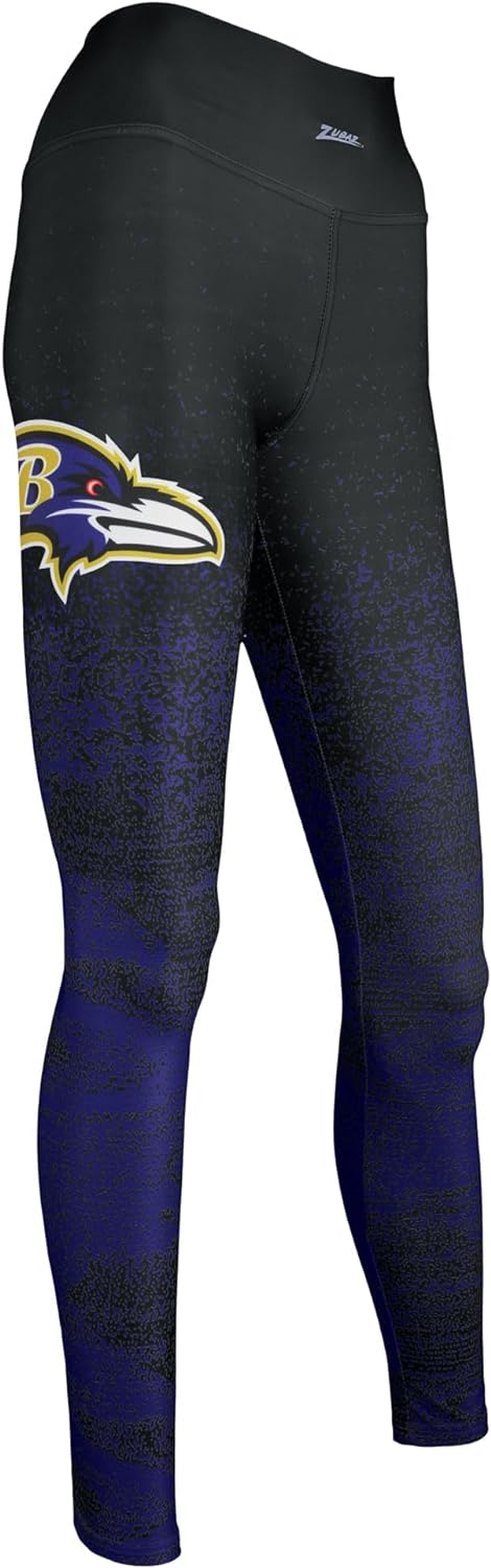 Zubaz NFL Women's BALTIMORE RAVENS BLACK/ORCHID STATIC FADE LEGGING - Image 6