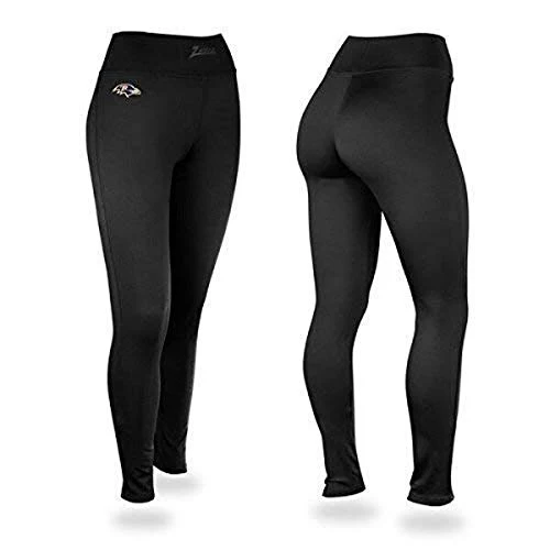 Zubaz NFL Women's Baltimore Ravens Solid Leggings, Black - Image 3