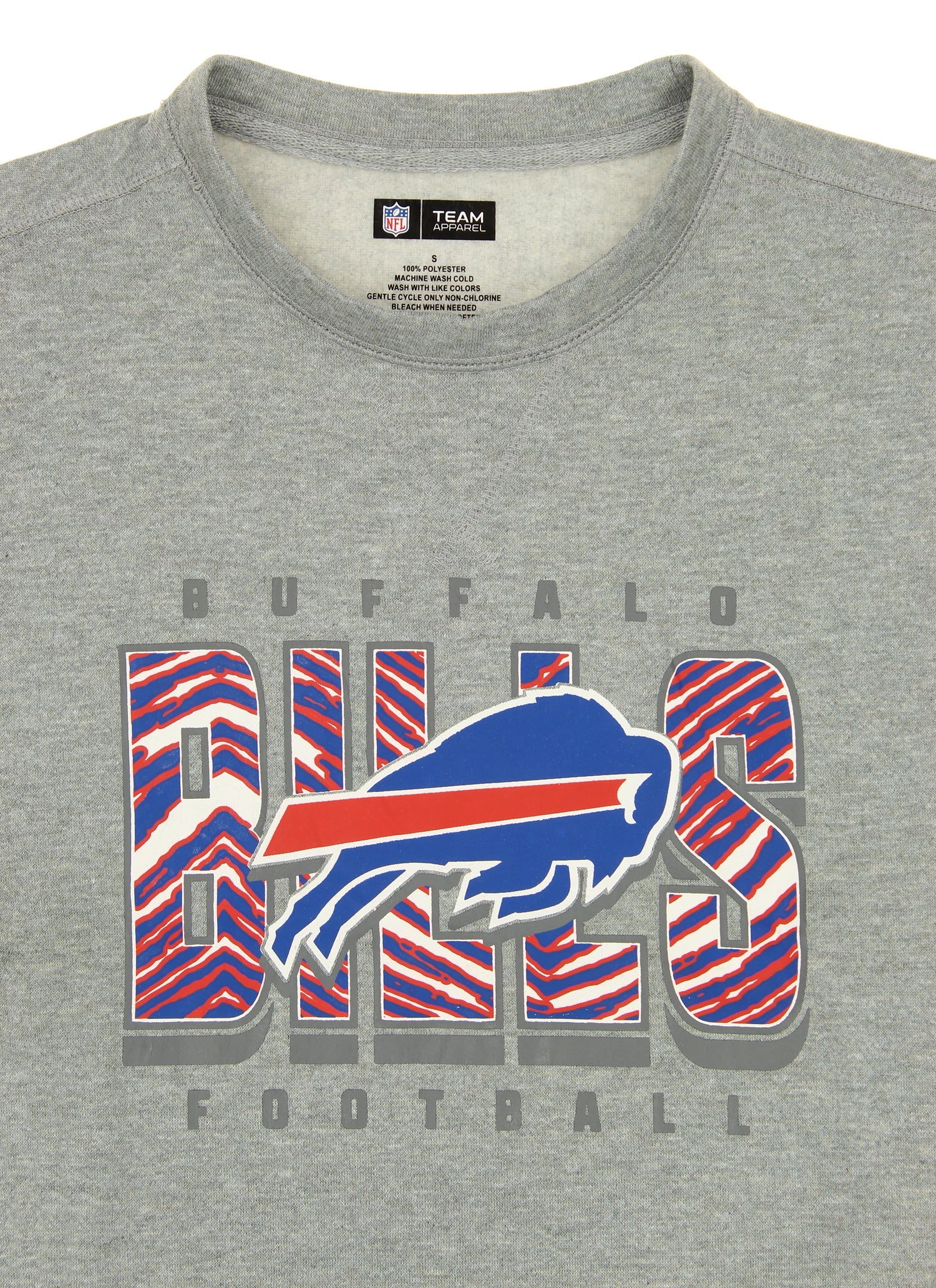 Zubaz NFL Women's Buffalo Bills Heather Grey Team Name & Logo Crewneck Sweatshirt w/ Pockets - Image 3