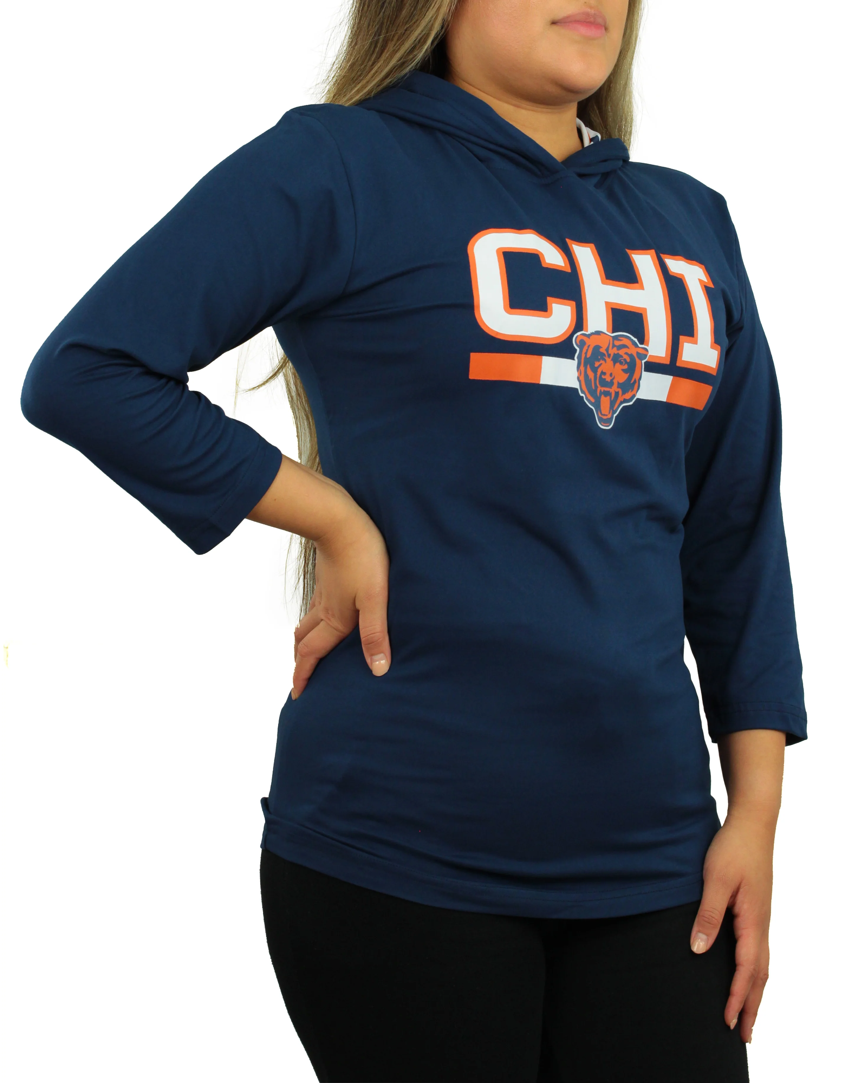 Zubaz NFL Women's Chicago Bears Solid Team Color Lightweight Pullover Hoodie - Image 2