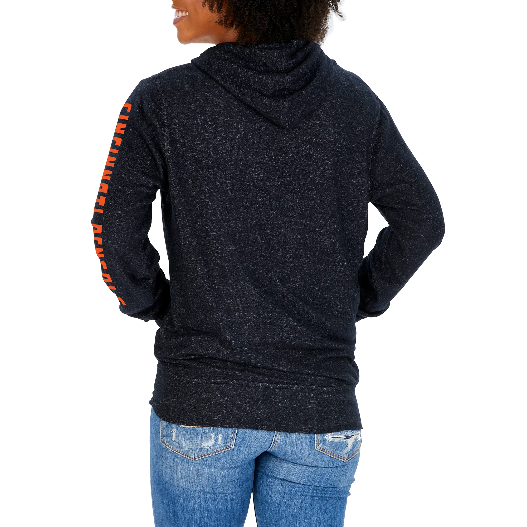 Zubaz NFL Women's Cincinnati Bengals Marled Soft Pullover Hoodie - Image 2