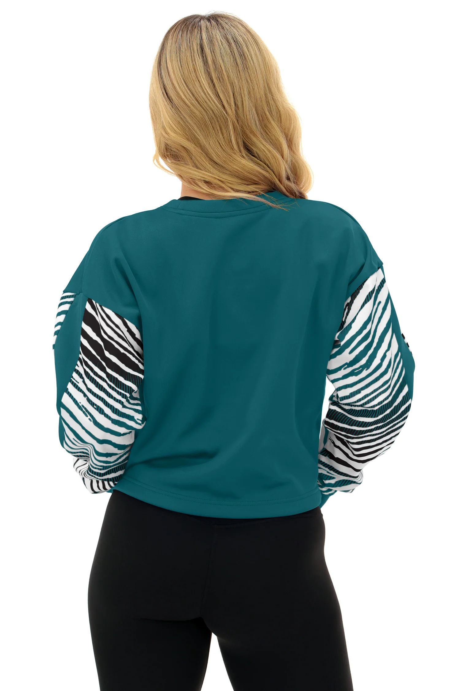 Zubaz NFL   Women's Classic Arch Crop Top with Zebra Ombre Sleeves, PHILADELPHIA EAGLES - Image 30
