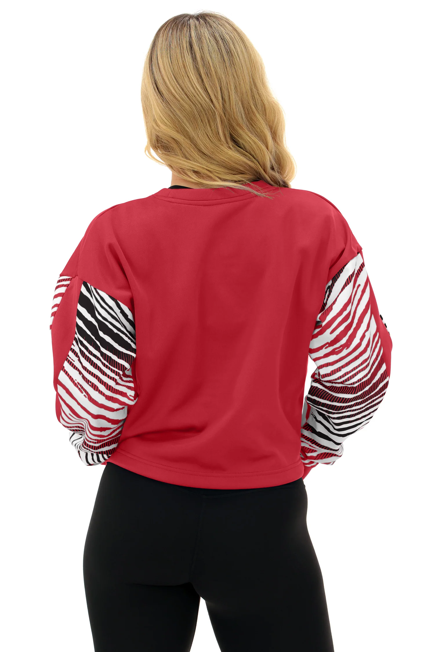 Zubaz NFL Women's Classic Arch Crop Top with Zebra Ombre Sleeves, TAMPA BAY BUCCANEERS - Image 10