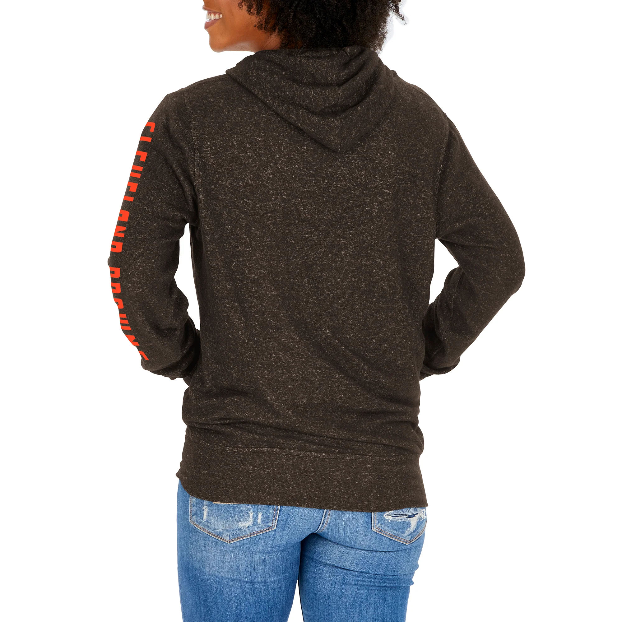 Zubaz NFL Women's Cleveland Browns Marled Soft Pullover Hoodie - Image 2
