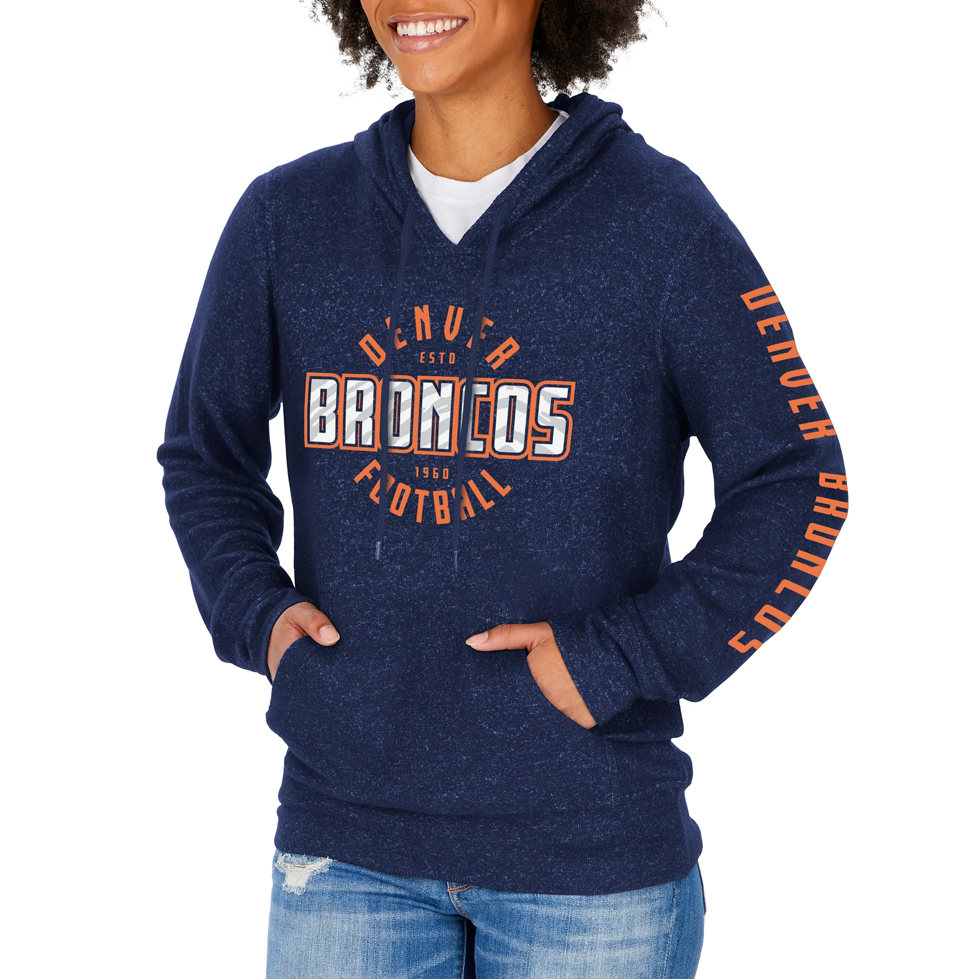 Zubaz NFL Women's Denver Broncos Marled Soft Pullover Hoodie - Image 4