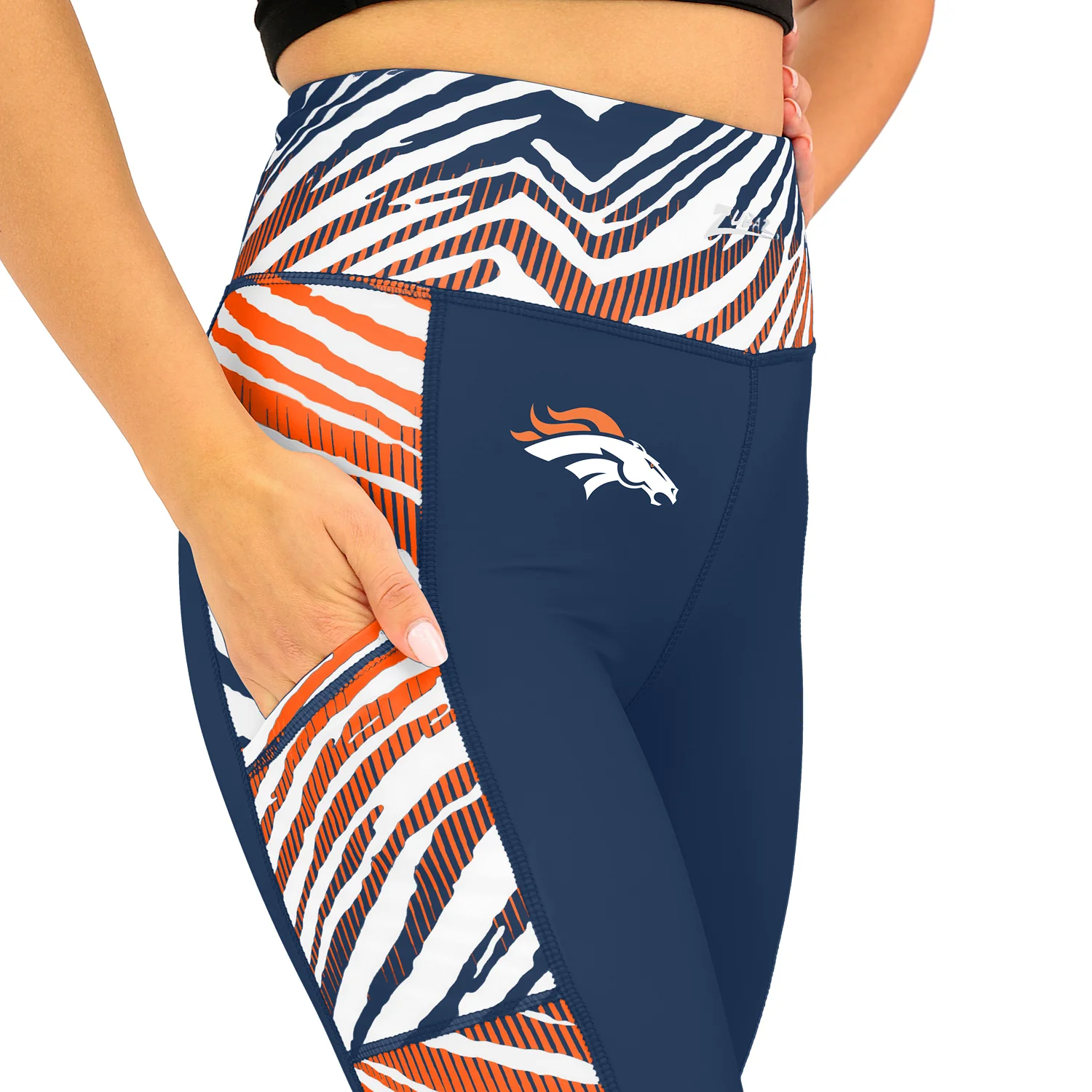 Zubaz NFL Women's Elevated Zebra Ombre Leggings, Denver Broncos - Image 5