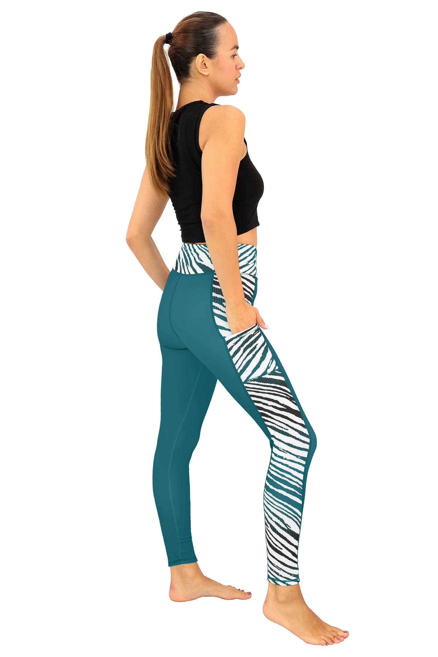 Zubaz NFL Women's Elevated Zebra Ombre Leggings, Philadelphia Eagles - Image 3