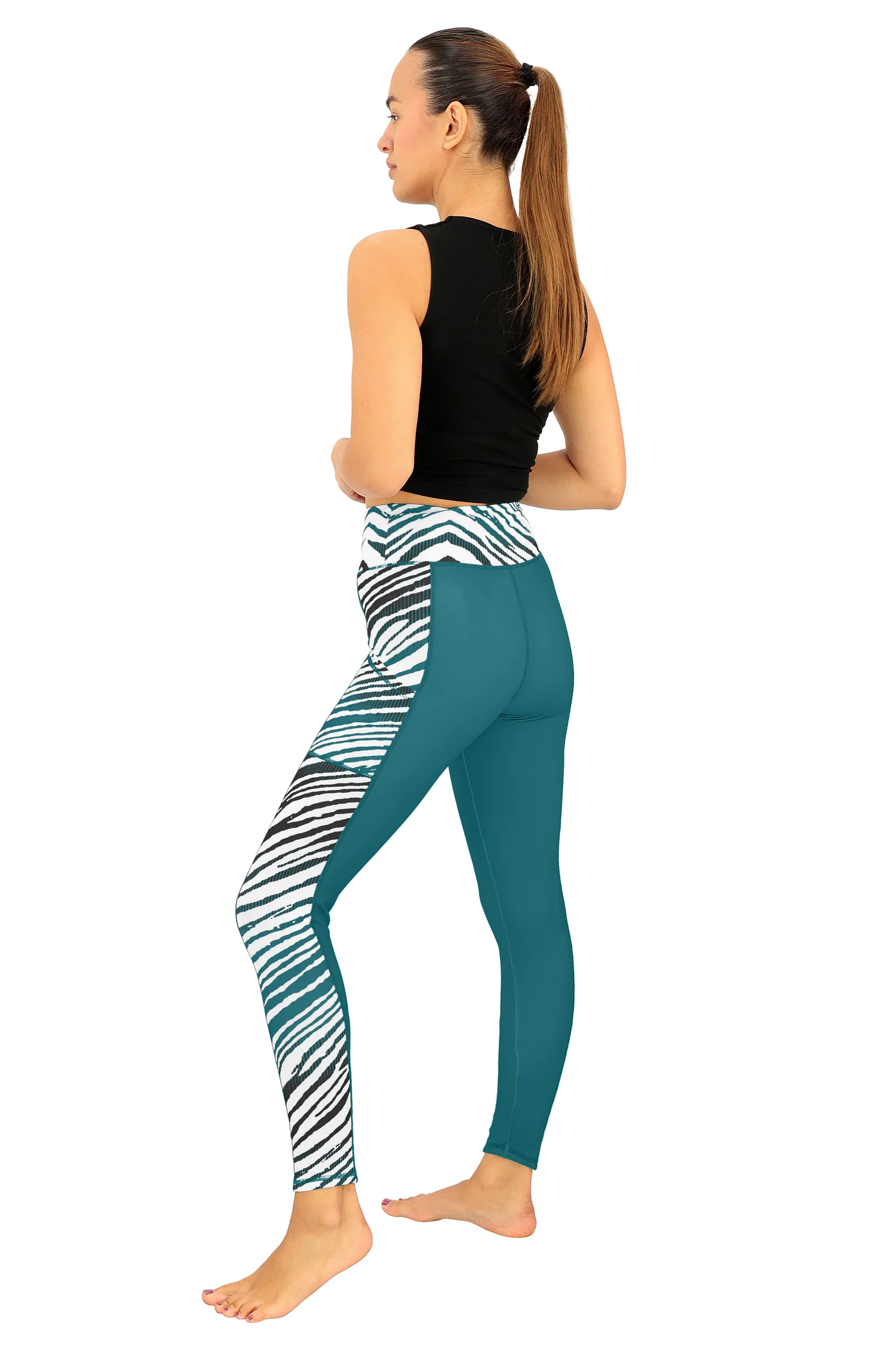 Zubaz NFL Women's Elevated Zebra Ombre Leggings, Philadelphia Eagles - Image 4