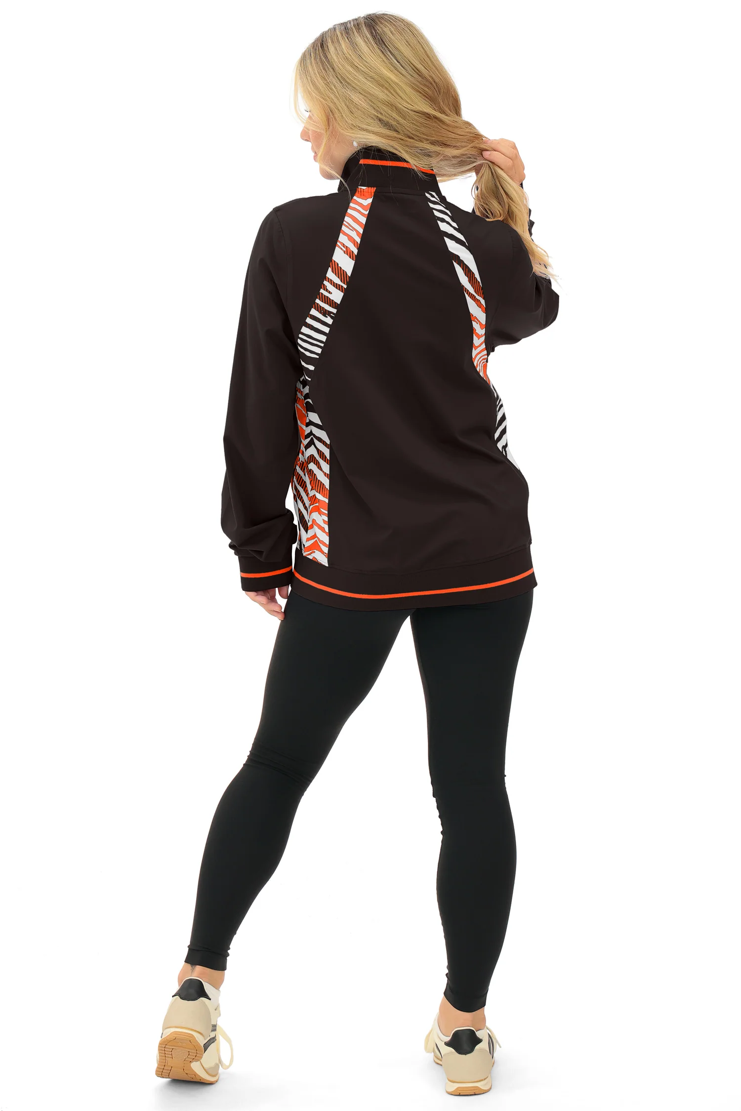 Zubaz NFL  Women's Elevated Zebra Ombre Mock Track Full Zip Top, CLEVELAND BROWNS - Image 12
