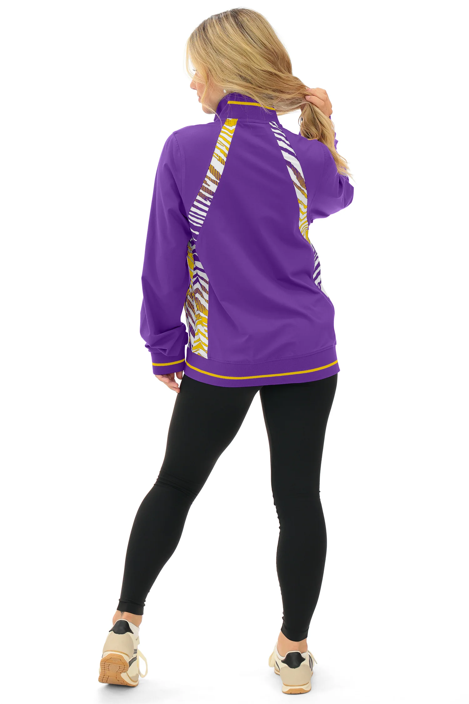 Zubaz NFL  Women's Elevated Zebra Ombre Mock Track Full Zip Top, MINNESOTA VIKINGS - Image 18
