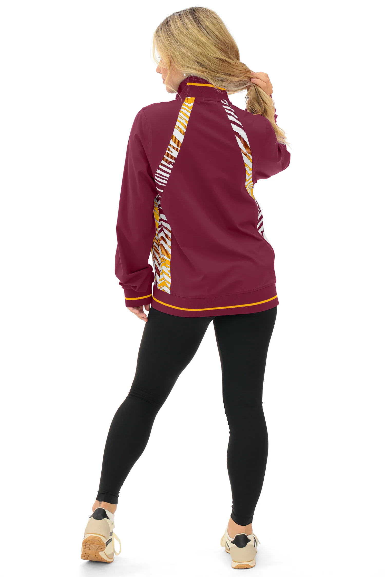 Zubaz NFL Women's Elevated Zebra Ombre Mock Track Full Zip Top, WASHINGTON COMMANDERS - Image 24