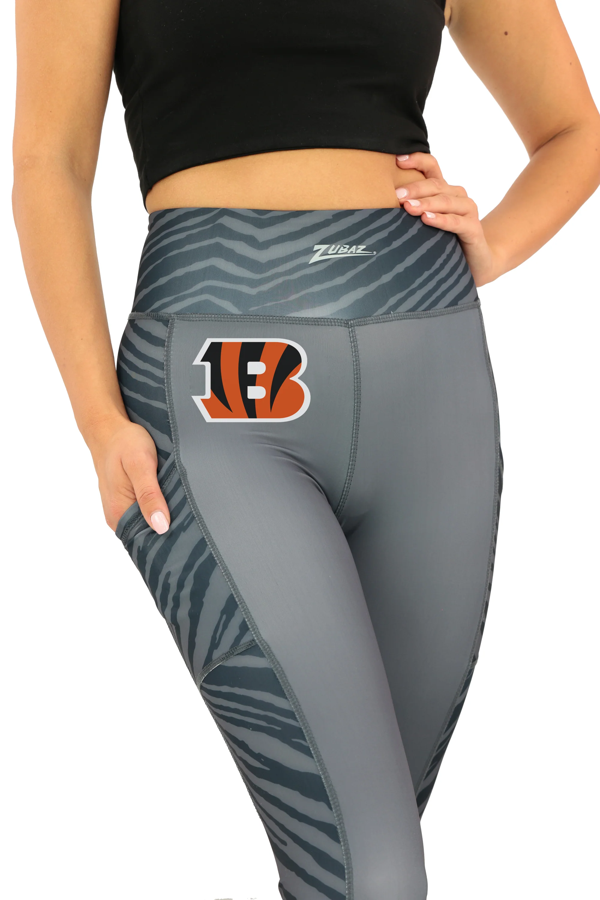 Zubaz NFL Women's Elevated Zebra Tonal Leggings, Cincinnati Bengals - Image 12