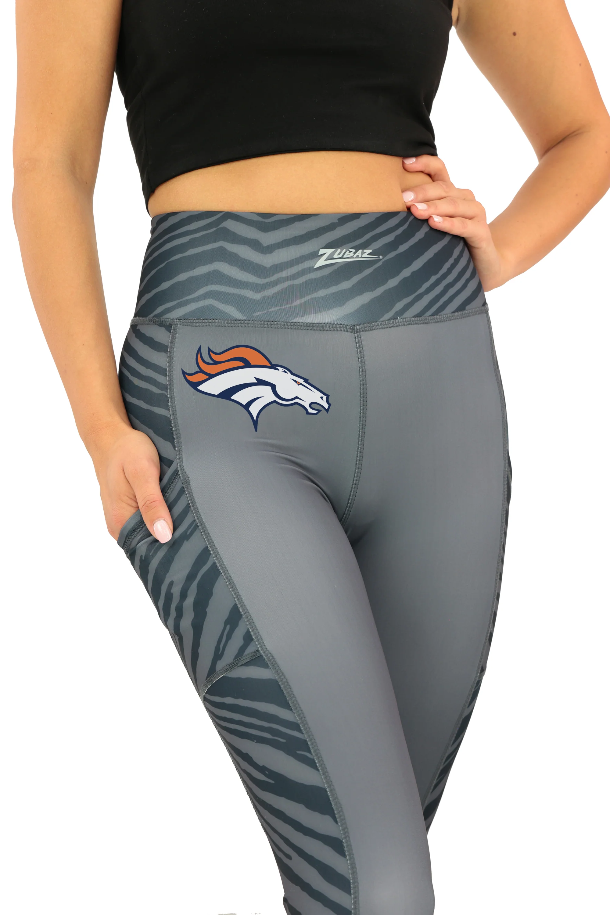 Zubaz NFL Women's Elevated Zebra Tonal Leggings, Denver Broncos - Image 54