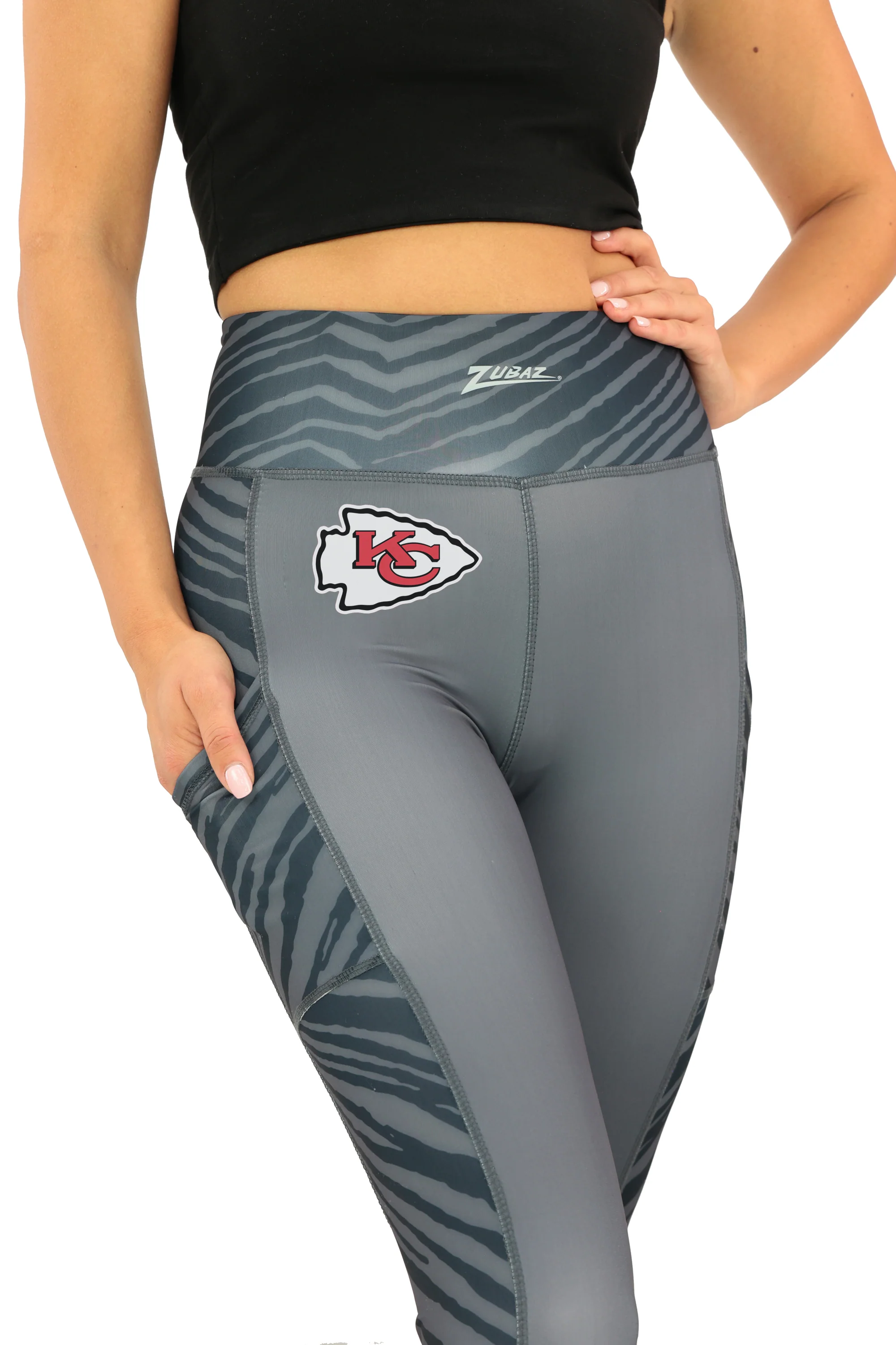 Zubaz NFL Women's Elevated Zebra Tonal Leggings, Kansas City Chiefs - Image 33