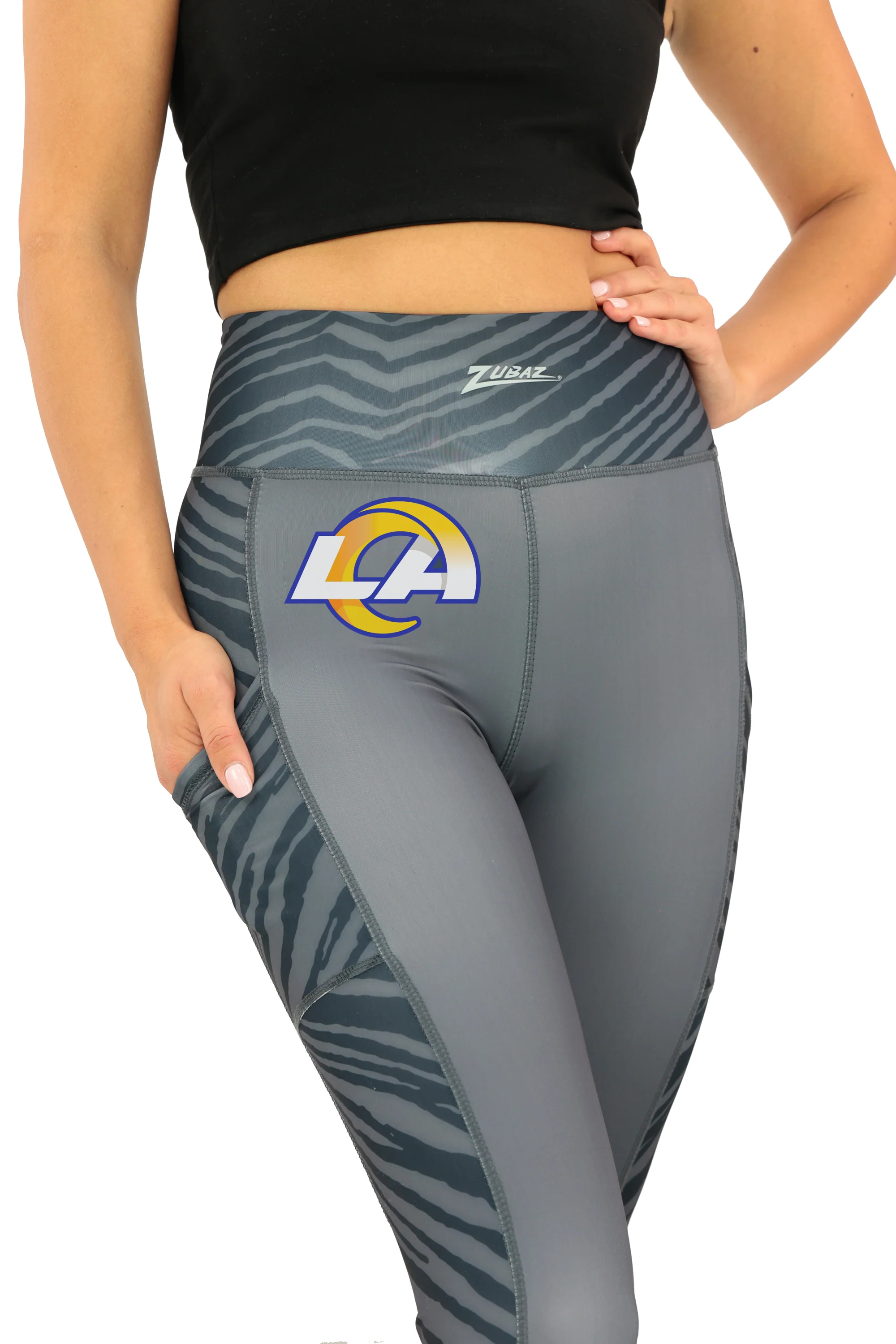 Zubaz NFL Women's Elevated Zebra Tonal Leggings, Los Angeles Rams - Image 12