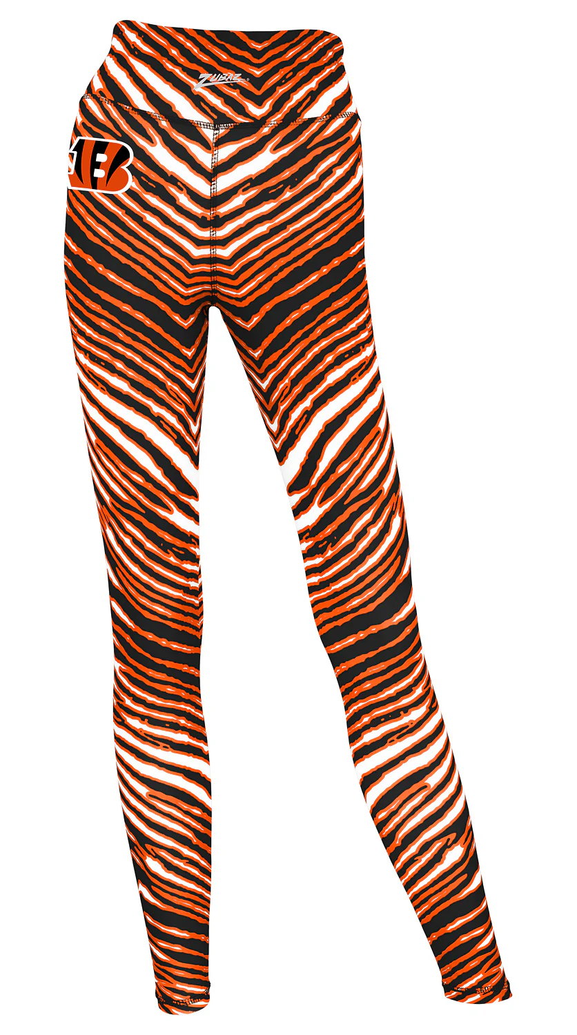Zubaz NFL Women's 3 Color Zebra Leggings, Cincinnati Bengals
