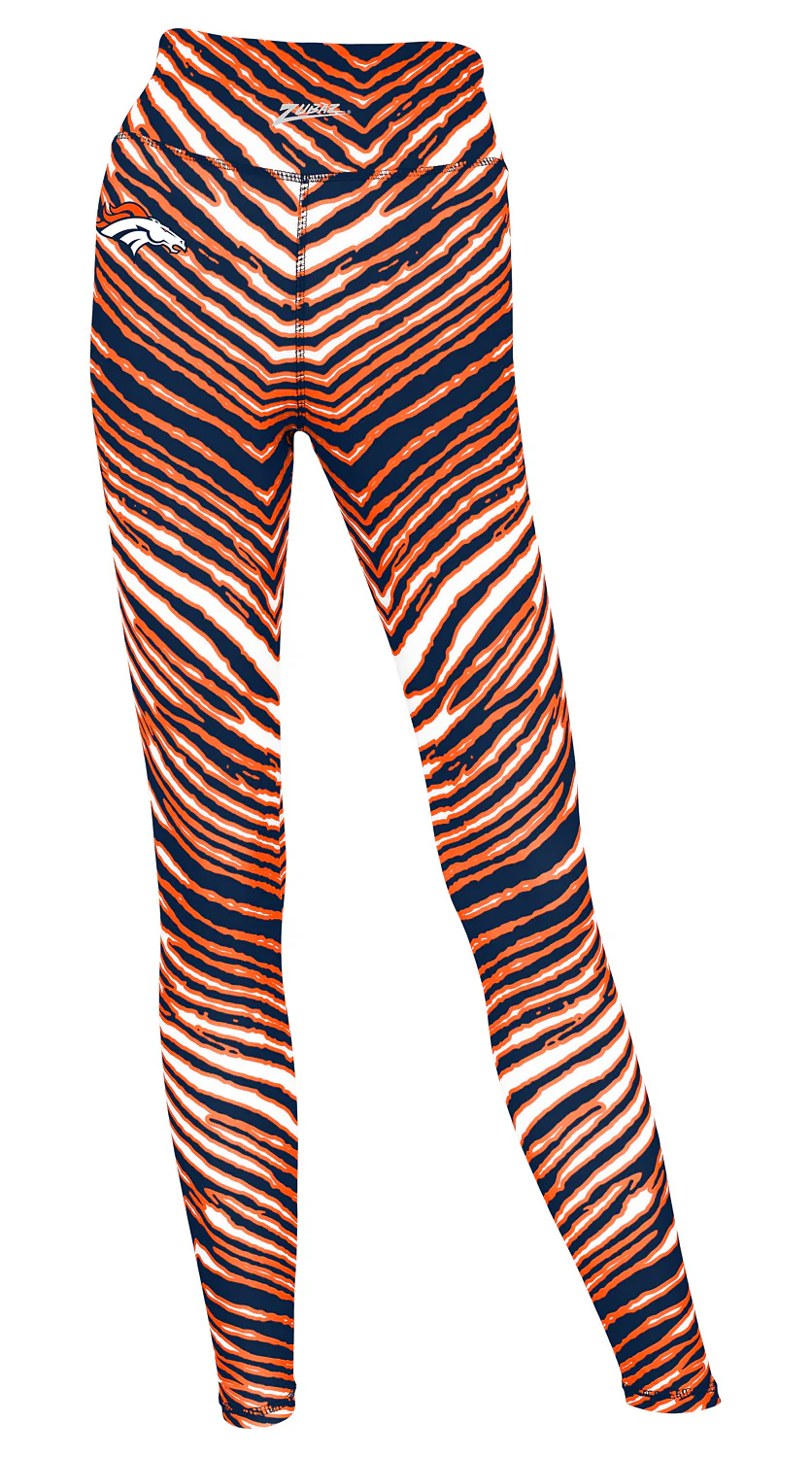 Zubaz NFL Women's 3 Color Zebra Leggings, Denver Broncos