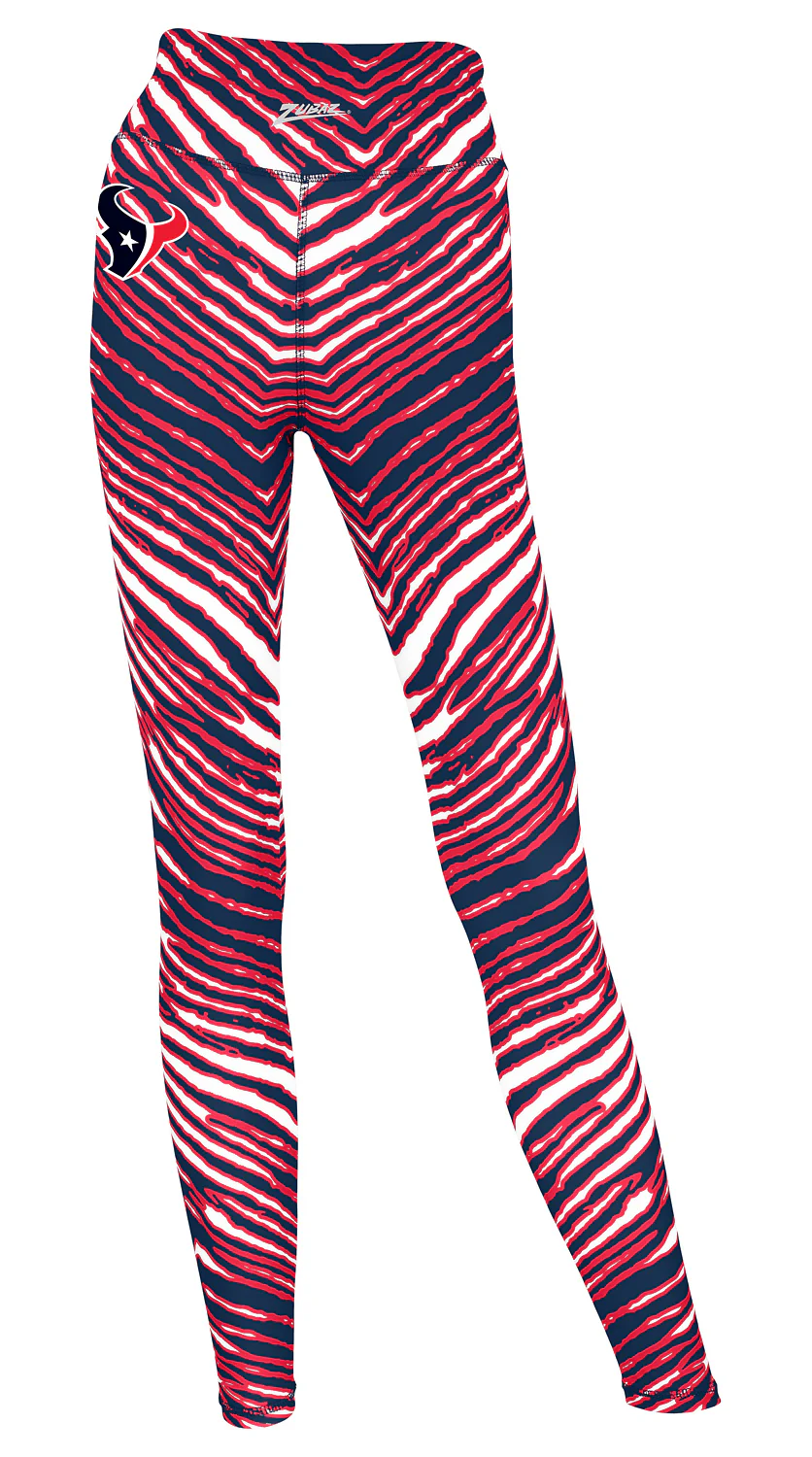 Zubaz NFL Women's 3 Color Zebra Leggings, Houston Texans