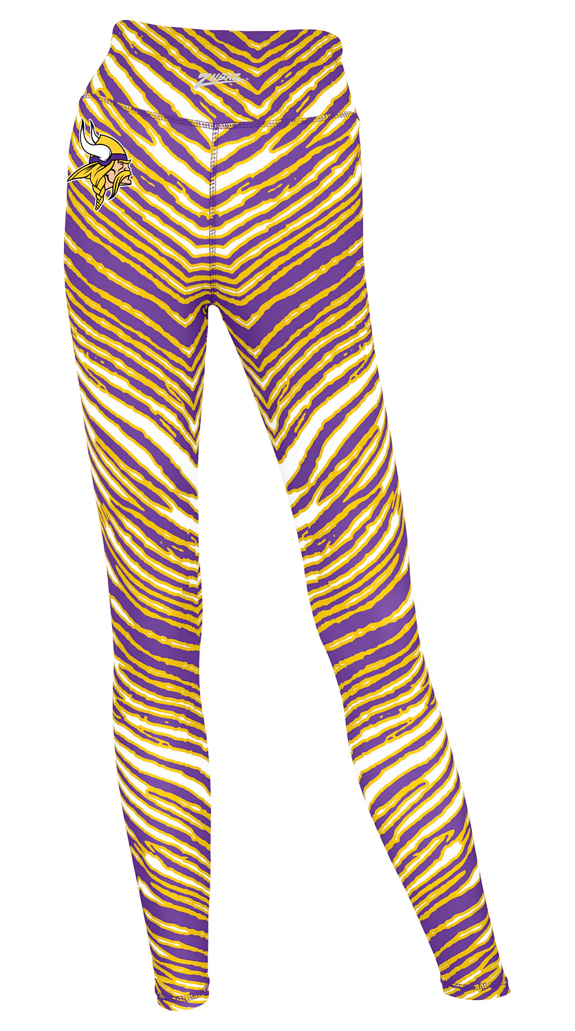 Zubaz NFL Women's 3 Color Zebra Leggings, Minnesota Vikings