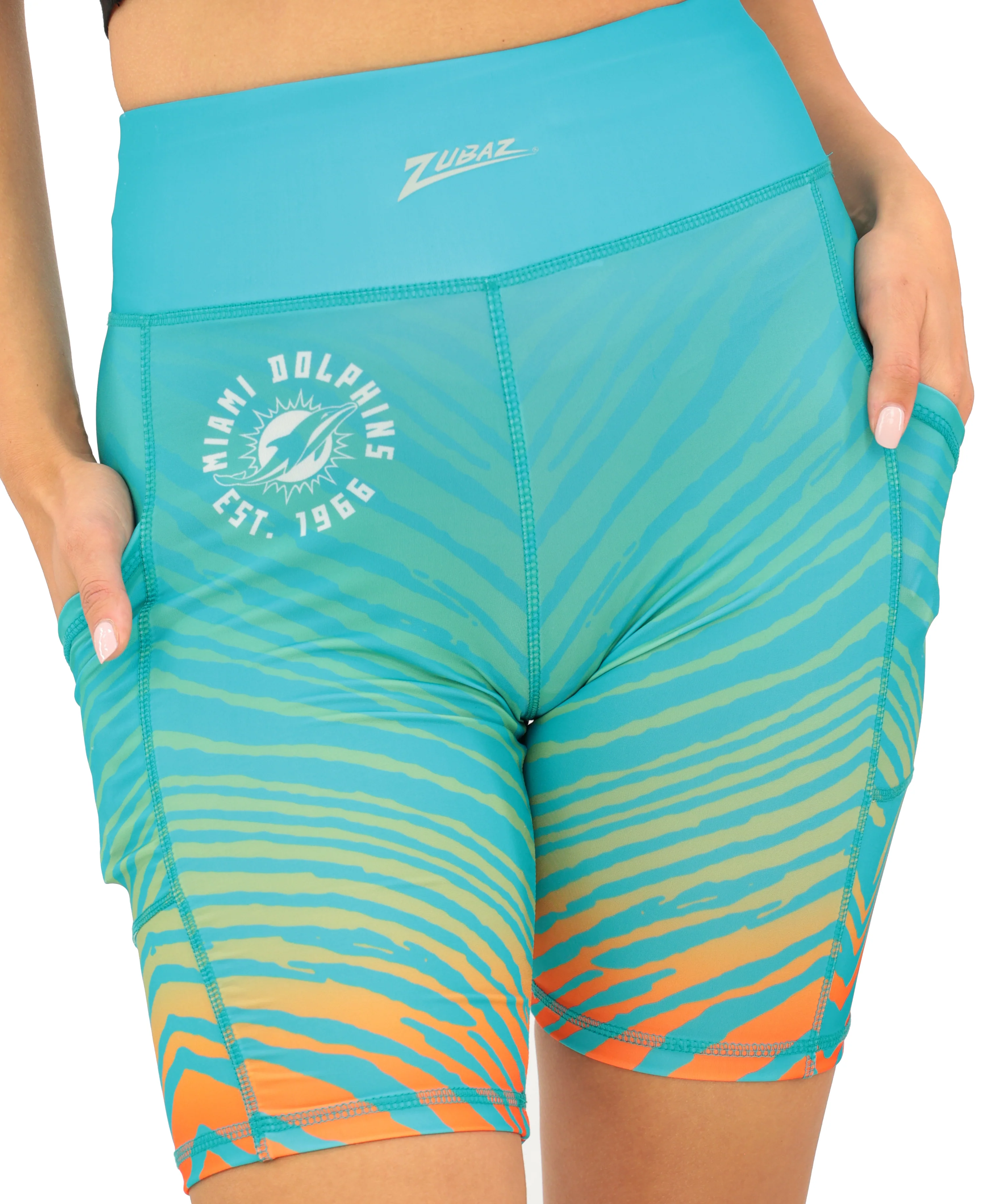 Zubaz NFL Women's Fade Biker Shorts, Miami Dolphins - Image 6