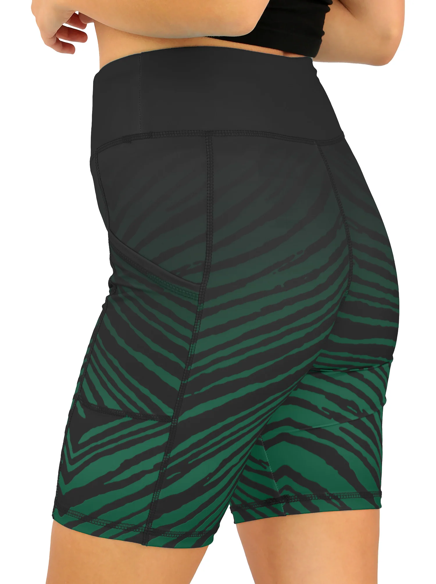 Zubaz NFL Women's Fade Biker Shorts, New York Jets - Image 2