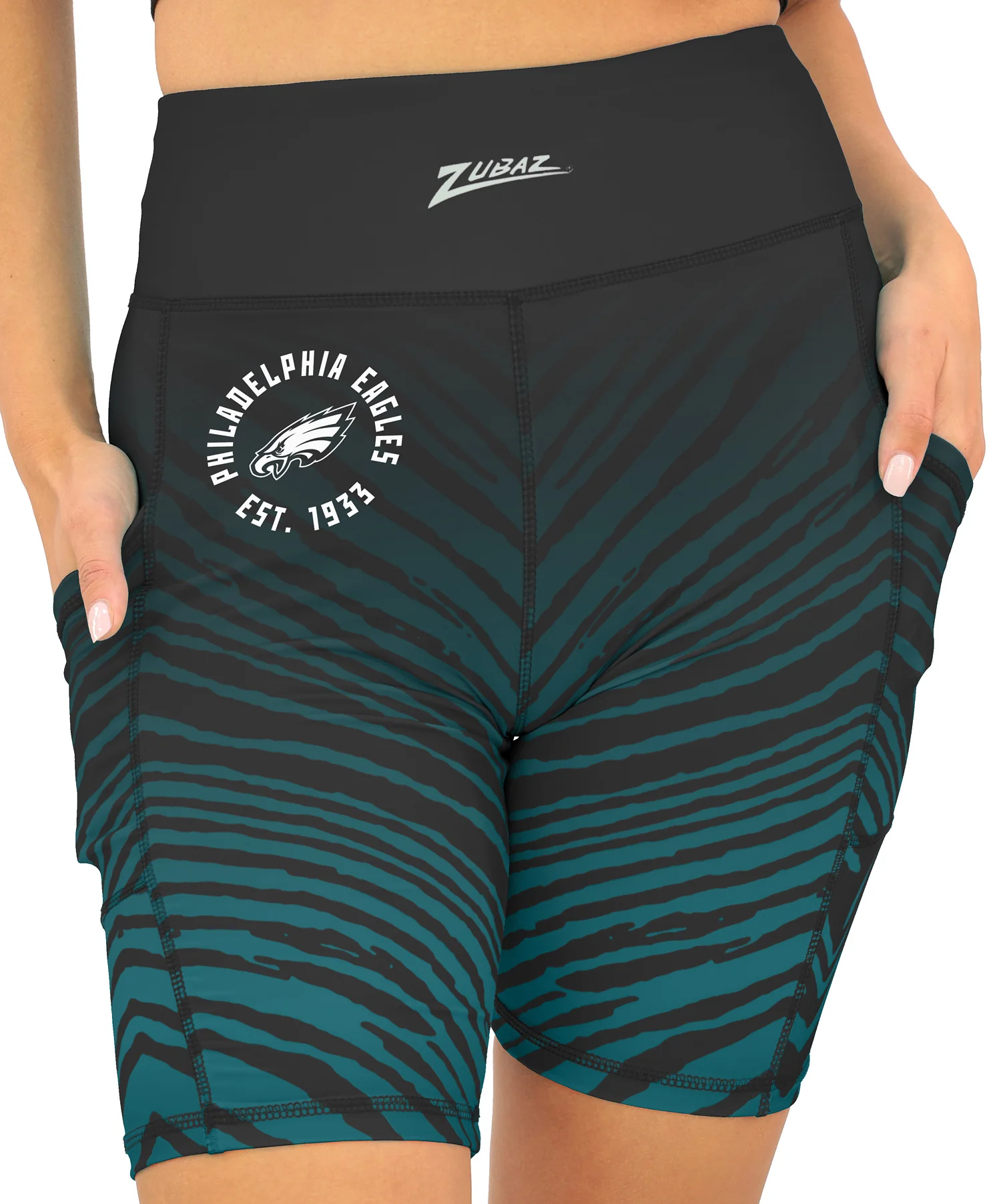 Zubaz NFL Women's Fade Biker Shorts, Philadelphia Eagles