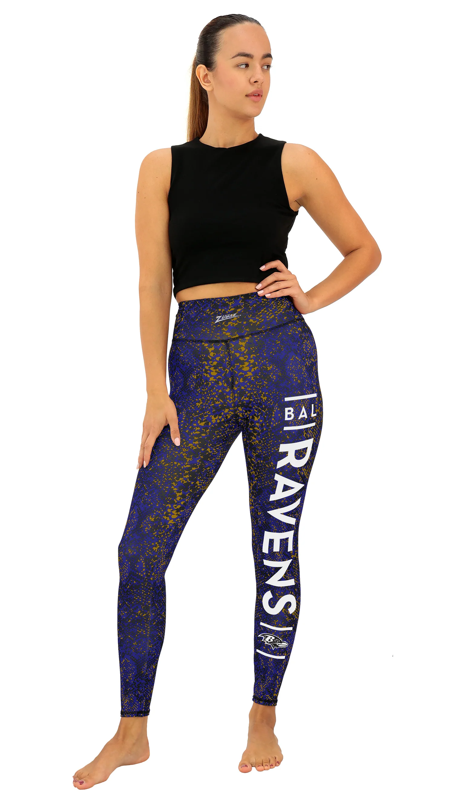 Zubaz NFL Women's Field Goal Primary Post Leggings, Baltimore Ravens - Image 18