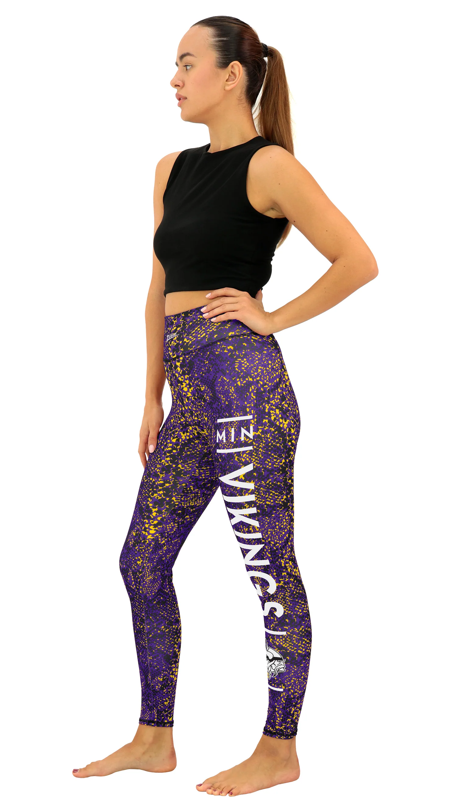 Zubaz NFL Women's Field Goal Primary Post Leggings, Minnesota Vikings - Image 37