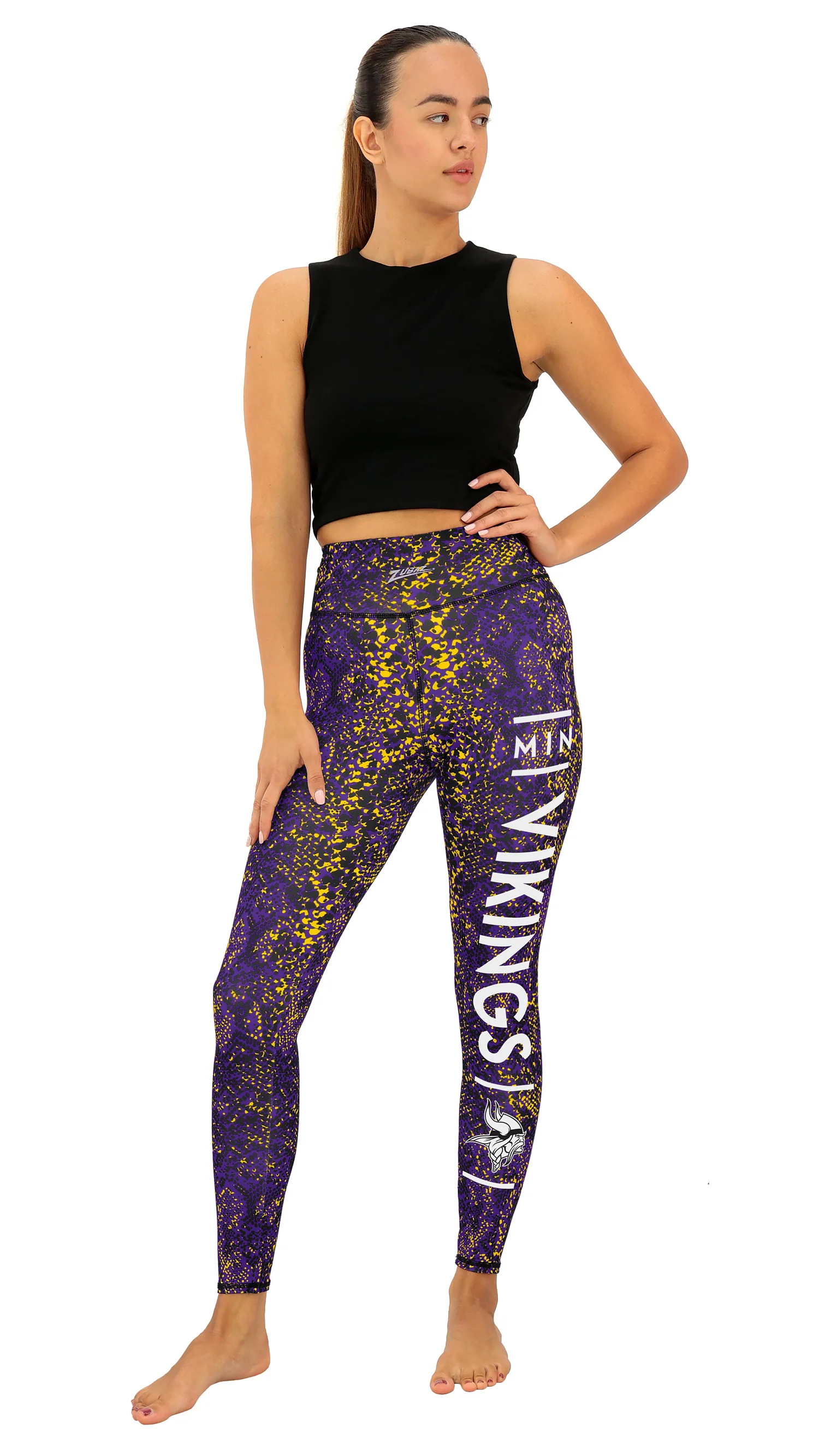 Zubaz NFL Women's Field Goal Primary Post Leggings, Minnesota Vikings - Image 42