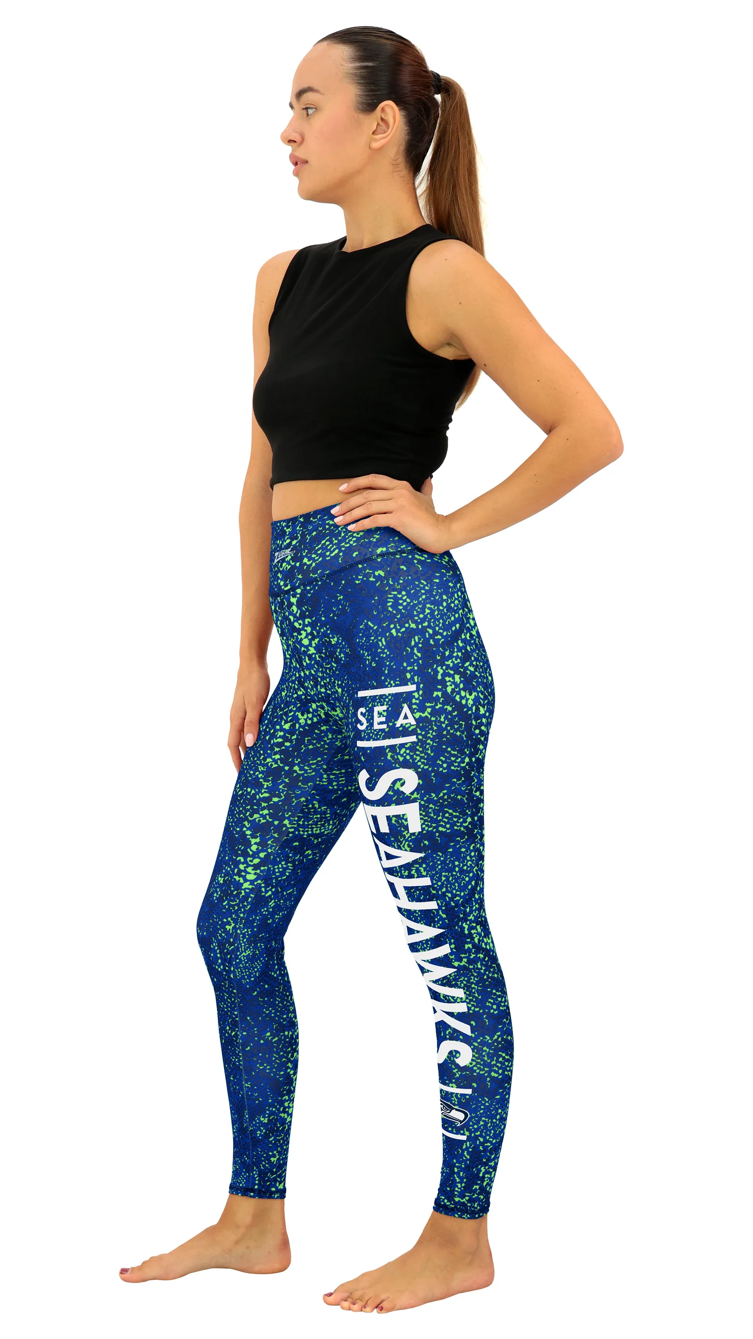 Zubaz NFL Women's Field Goal Primary Post Leggings, Seattle Seahawks - Image 19