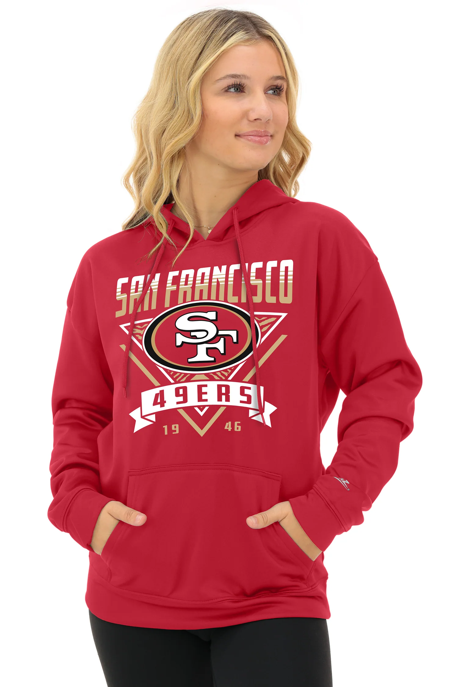 Zubaz NFL Women's Free Play 2 Color Zebra Liner Hoodie, SAN FRANCISCO 49ERS - Image 8