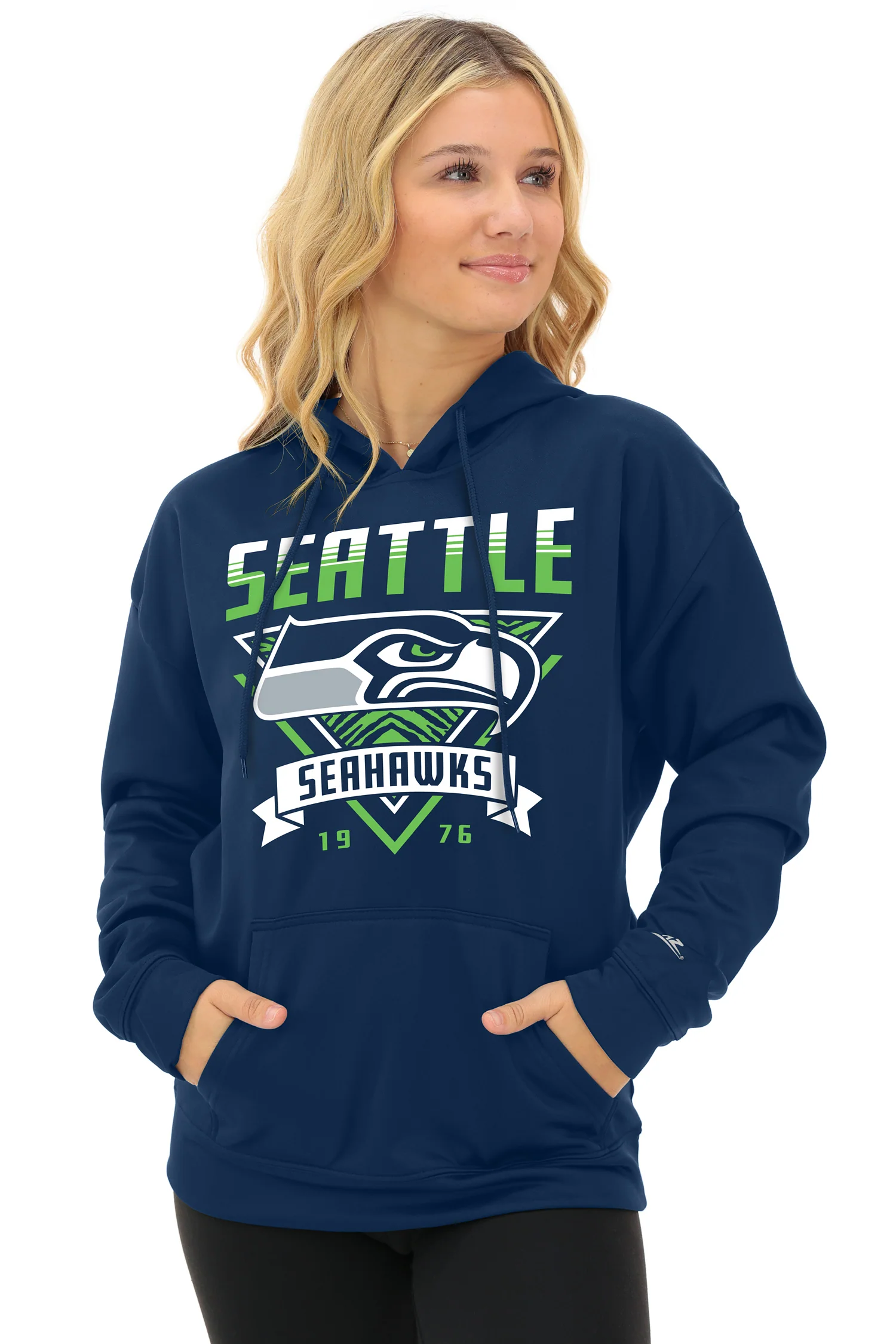 Zubaz NFL Women's Free Play 2 Color Zebra Liner Hoodie, SEATTLE SEAHAWKS - Image 5