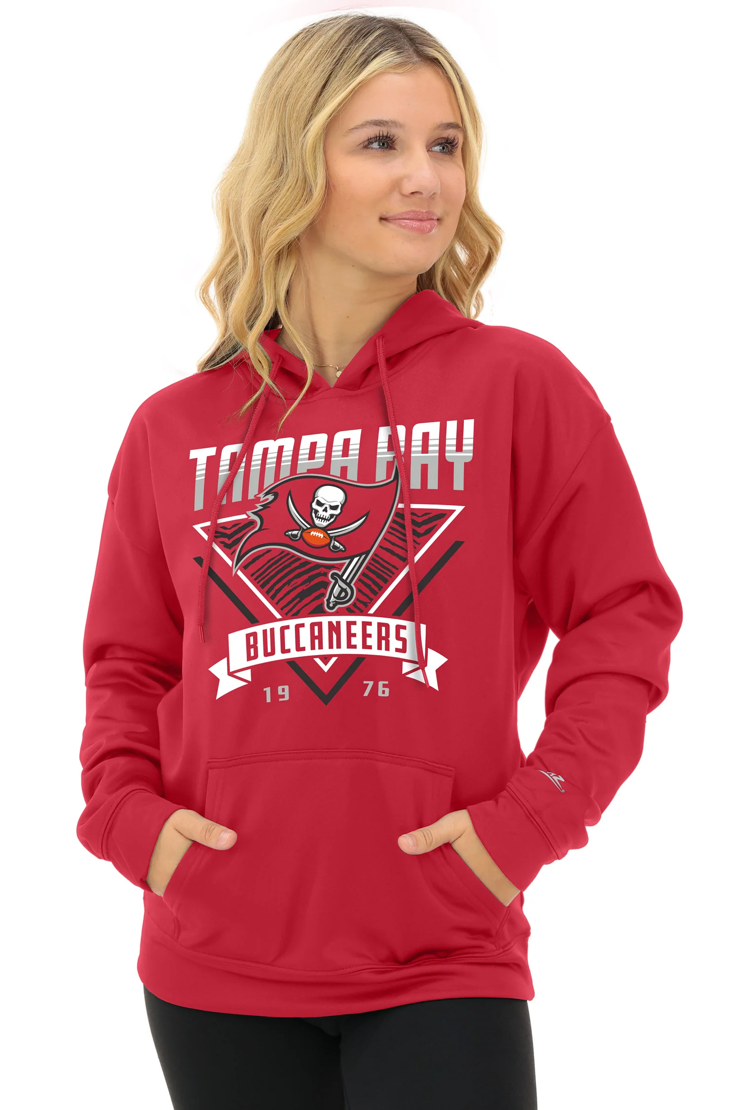 Zubaz NFL   Women's Free Play 2 Color Zebra Liner Hoodie, TAMPA BAY BUCCANEERS - Image 2