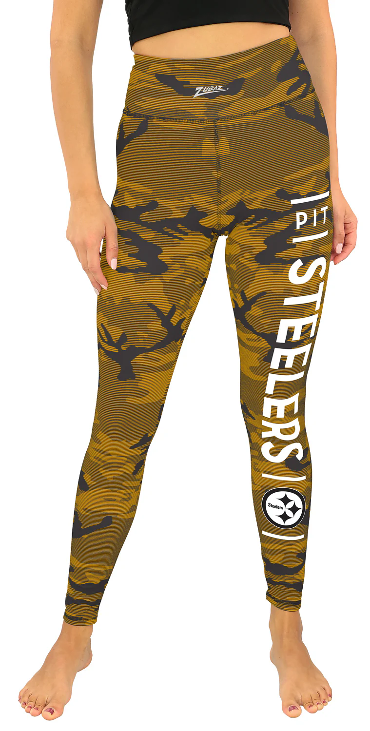 Zubaz NFL Women's Goal Line Camo Line Leggings, Pittsburgh Steelers - Image 46