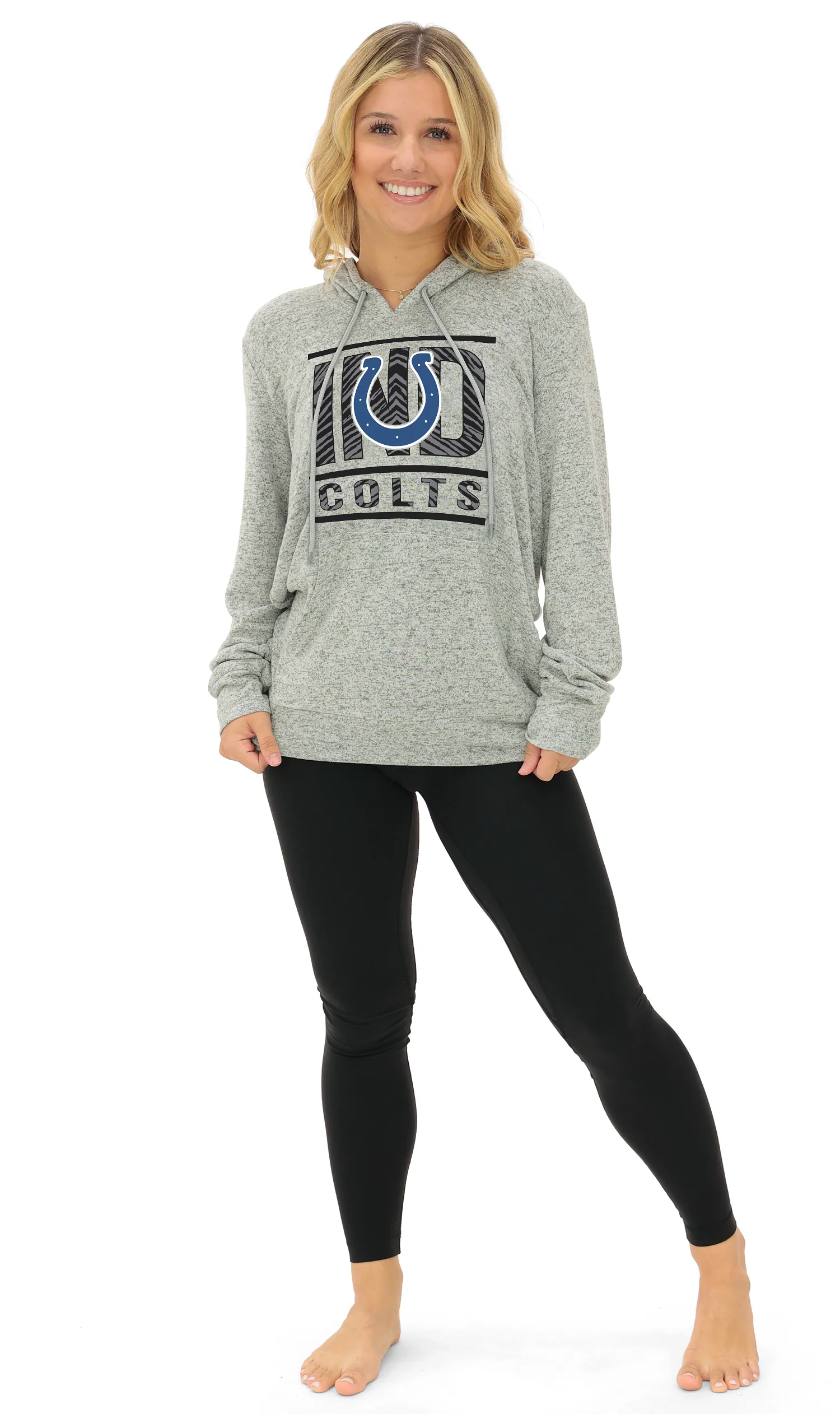 Zubaz NFL Women's Goal Line Soft Marled Gray Hoodie, Indianapolis Colts - Image 4