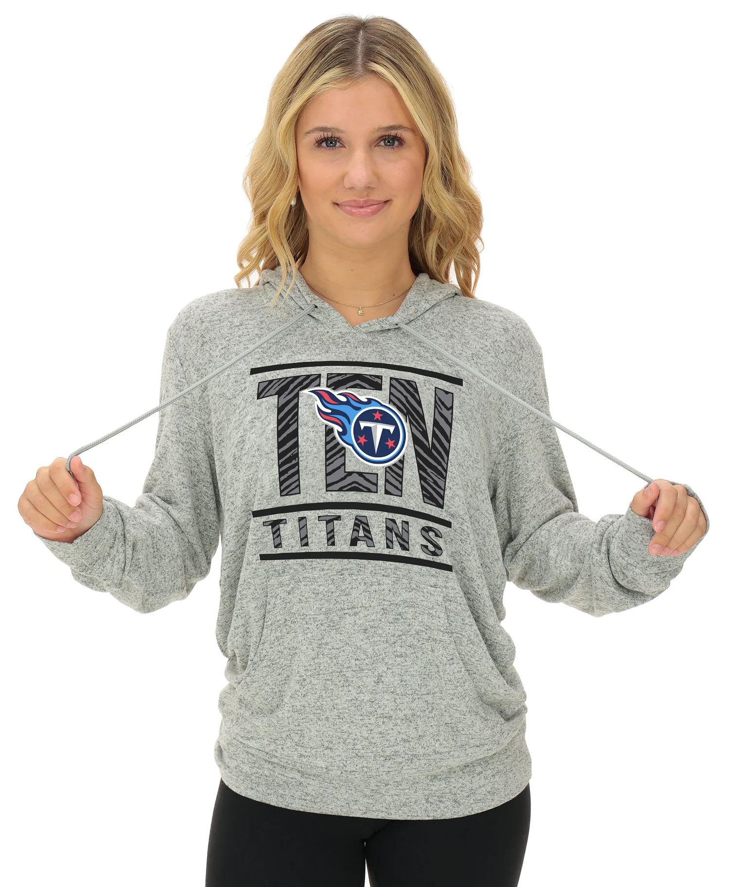 Zubaz NFL Women's Goal Line Soft Marled Gray Hoodie, Tennessee Titans - Image 12