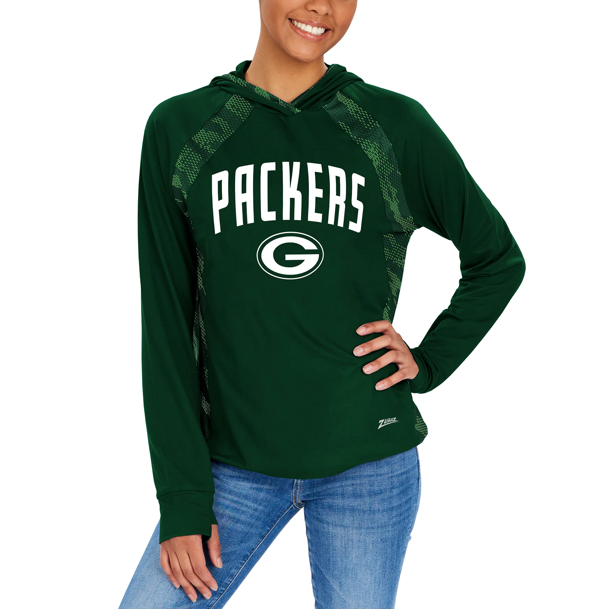 Zubaz NFL Women's Green Bay Packers Elevated Hoodie W/ Tonal Viper Print - Image 4