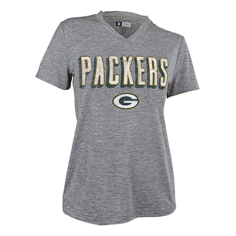 Zubaz NFL Women's Green Bay Packers Retro Zebra V-Neck T-Shirt - Image 4