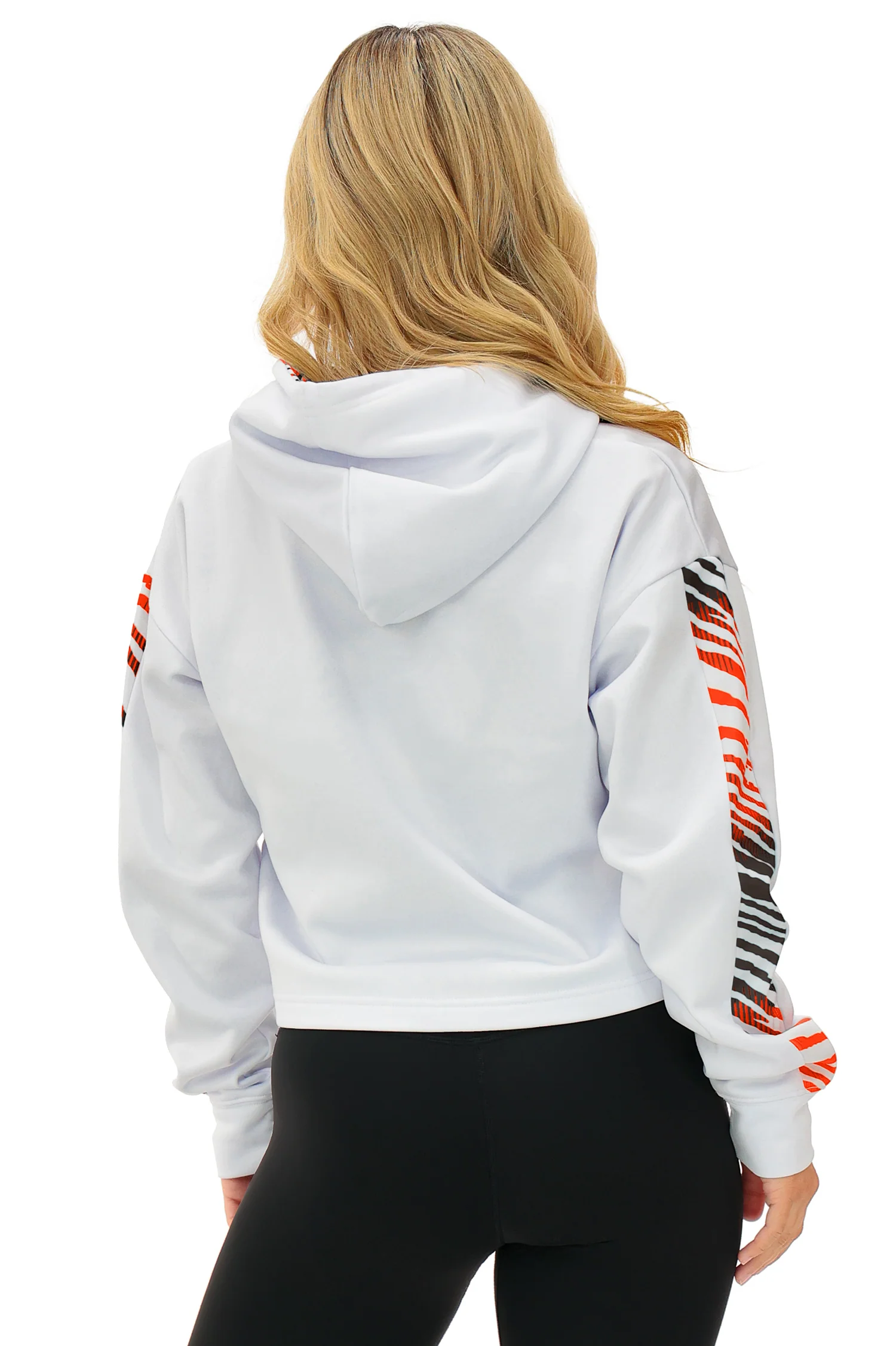 Zubaz NFL Women's Linebacker Zebra Ombre Crop Top Hoodie, CLEVELAND BROWNS - Image 19
