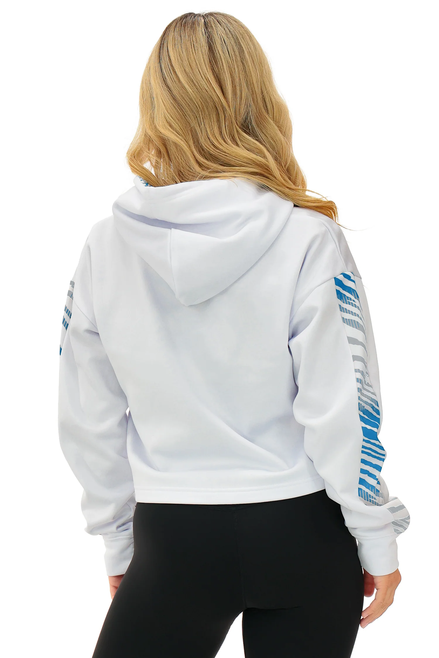 Zubaz NFL Women's Linebacker Zebra Ombre Crop Top Hoodie, DETROIT LIONS - Image 19