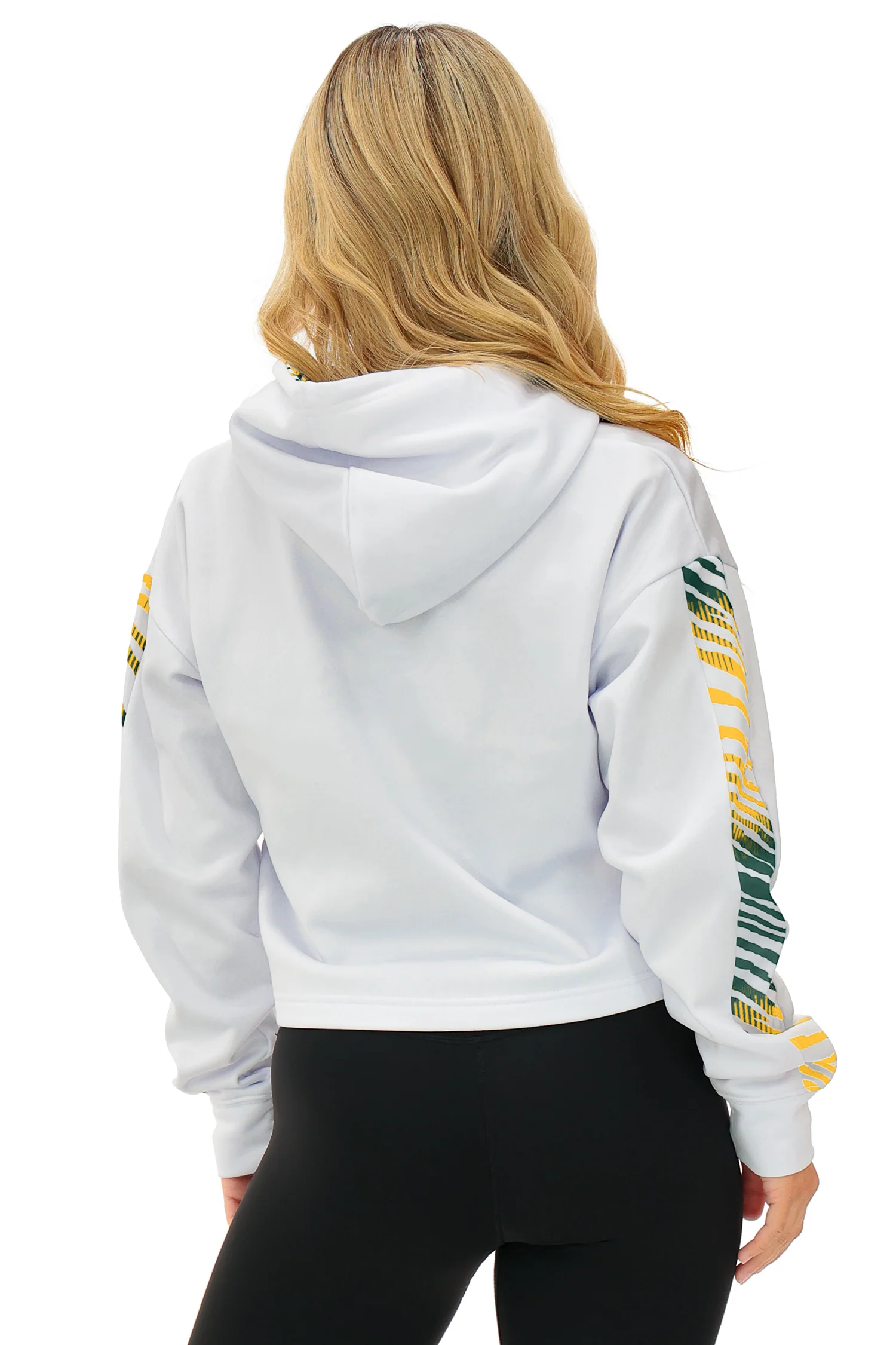 Zubaz NFL   Women's Linebacker Zebra Ombre Crop Top Hoodie, GREEN BAY PACKERS - Image 19