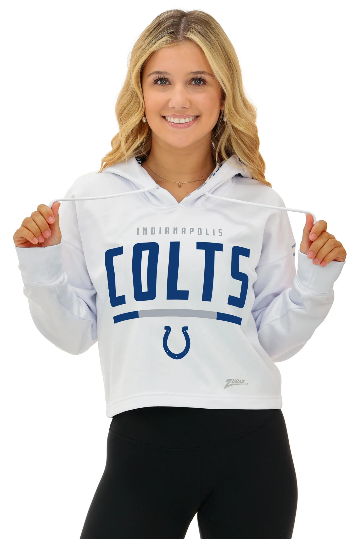 Zubaz NFL Women's Linebacker Zebra Ombre Crop Top Hoodie, INDIANAPOLIS COLTS - Image 28
