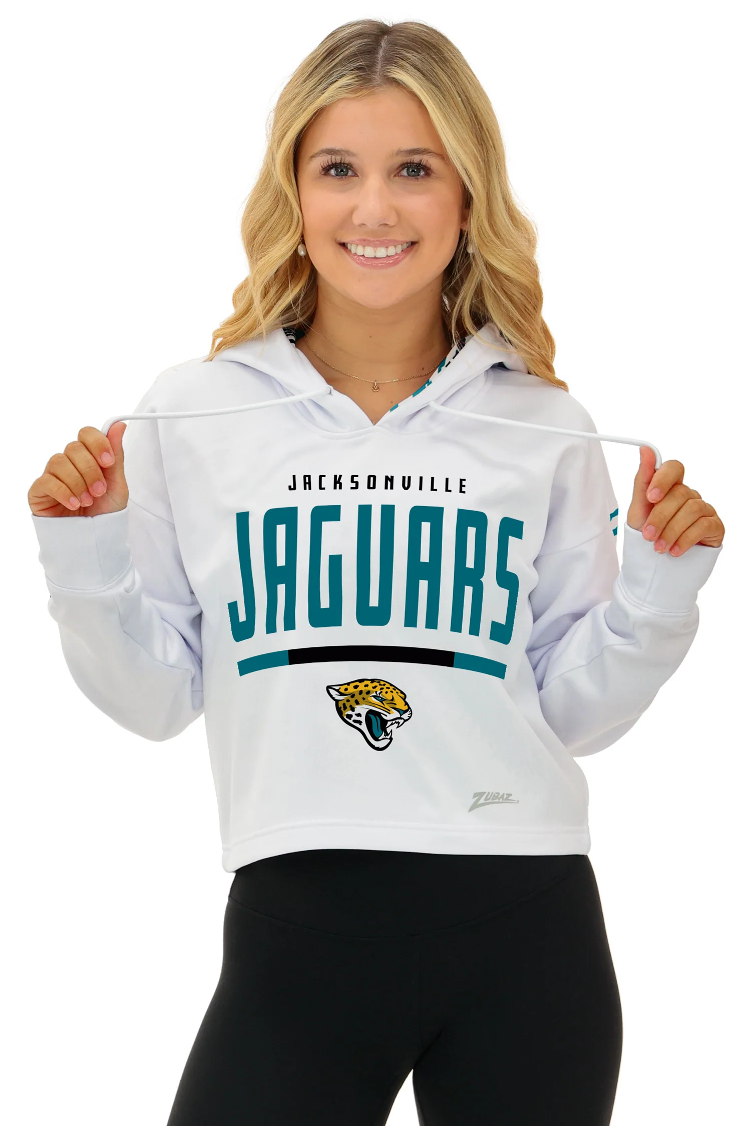 Zubaz NFL Women's Linebacker Zebra Ombre Crop Top Hoodie, JACKSONVILLE JAGUARS - Image 13