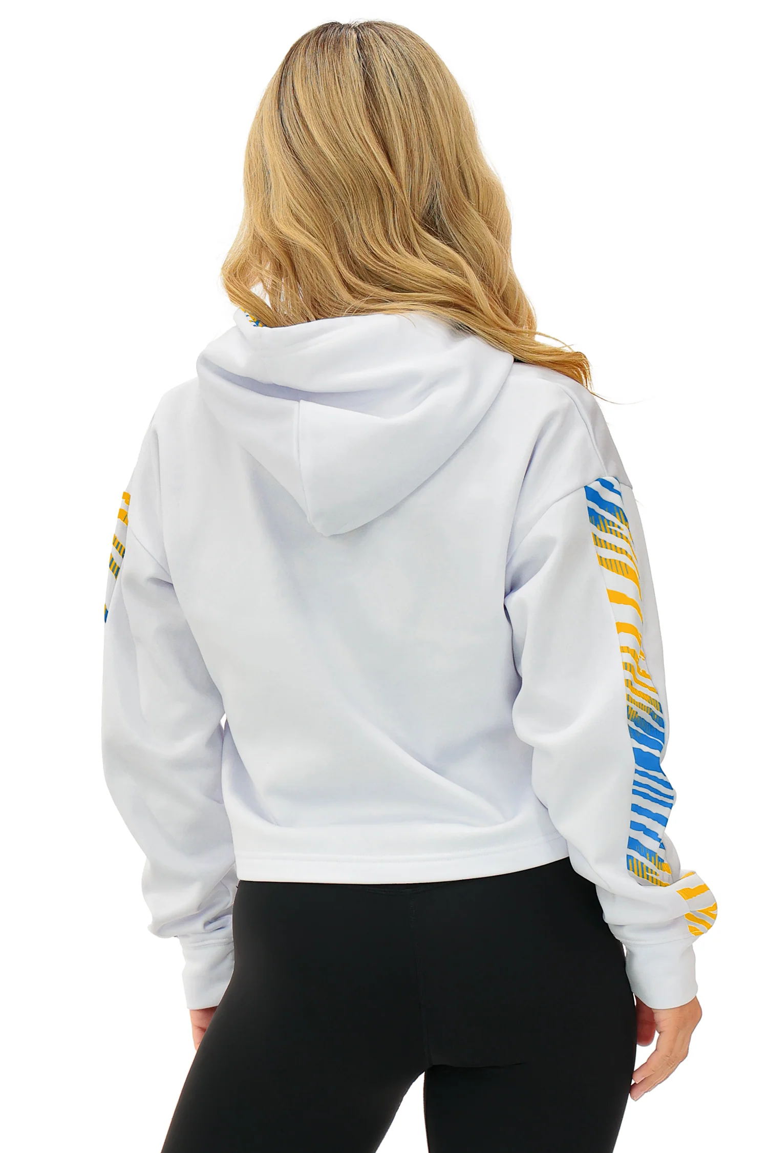 Zubaz NFL   Women's Linebacker Zebra Ombre Crop Top Hoodie, LOS ANGELES CHARGERS - Image 34