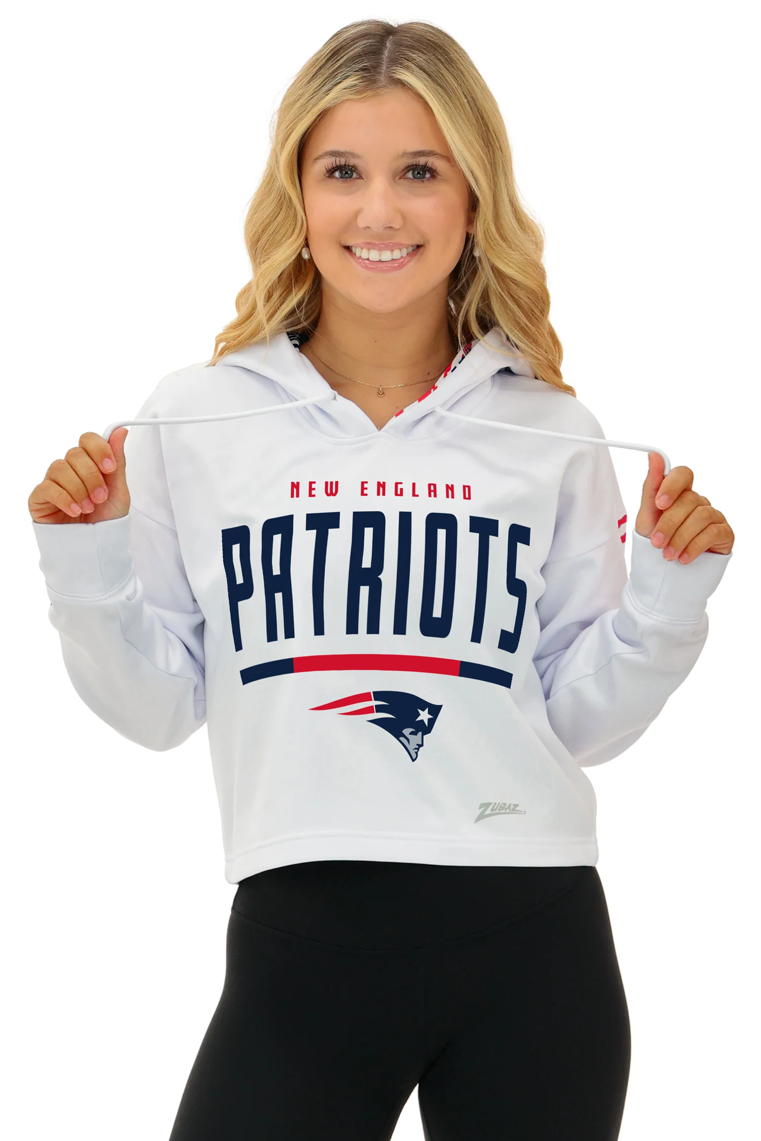 Zubaz NFL Women's Linebacker Zebra Ombre Crop Top Hoodie, NEW ENGLAND PATRIOTS - Image 17