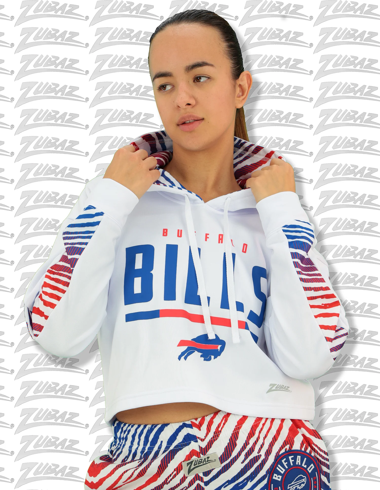 Zubaz NFL Women's Linebacker Zebra Ombre Crop Top Hoodie, PITTSBURGH STEELERS - Image 15