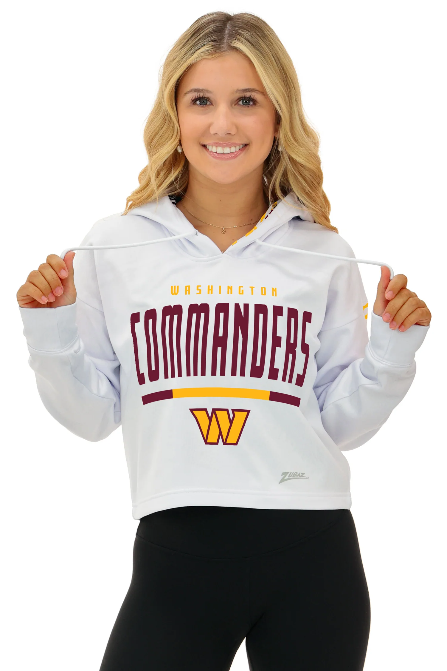 Zubaz NFL   Women's Linebacker Zebra Ombre Crop Top Hoodie, WASHINGTON COMMANDERS - Image 32